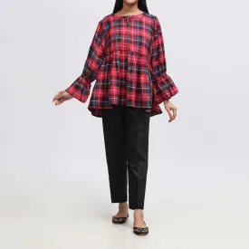 1PC- Flannel Checkered Top PW3216