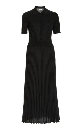 Amor Knit Midi Dress in Black Cashmere Silk