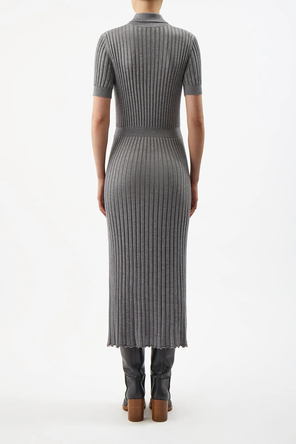 Amor Knit Midi Dress in Heather Grey Cashmere Silk