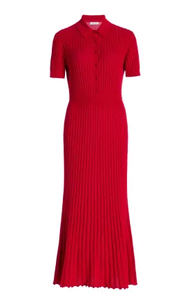 Amor Knit Midi Dress in Scarlet Red Cashmere Silk