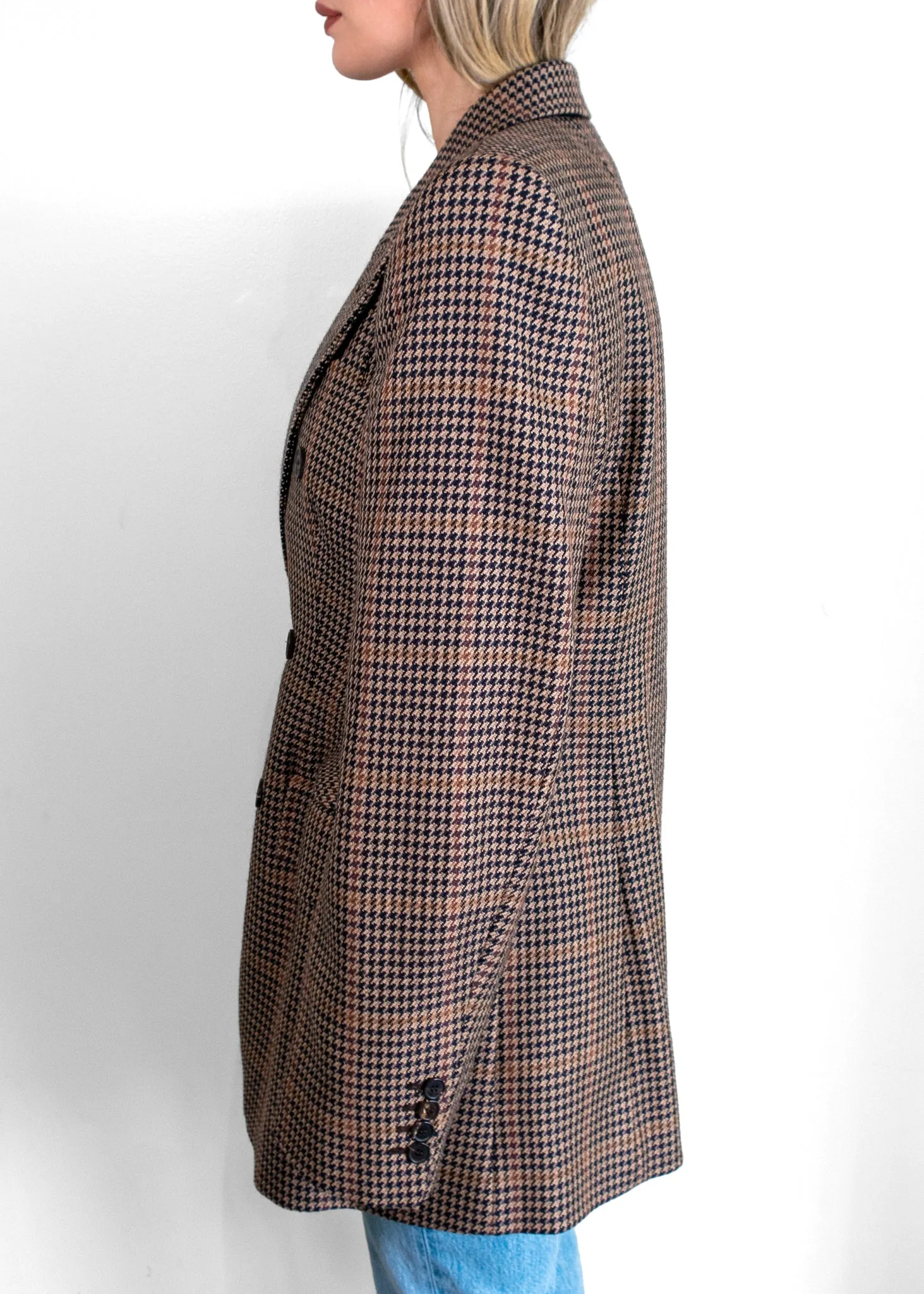 Balenciaga Hourglass Houndstooth Double-breasted Blazer