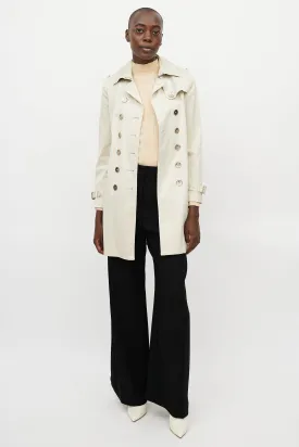 Beige Silver Double Breasted Trench Coat