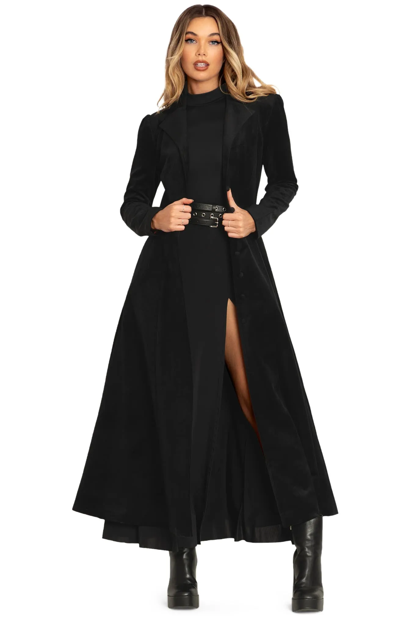 Black Cursed Bats Velvet Trench Coat