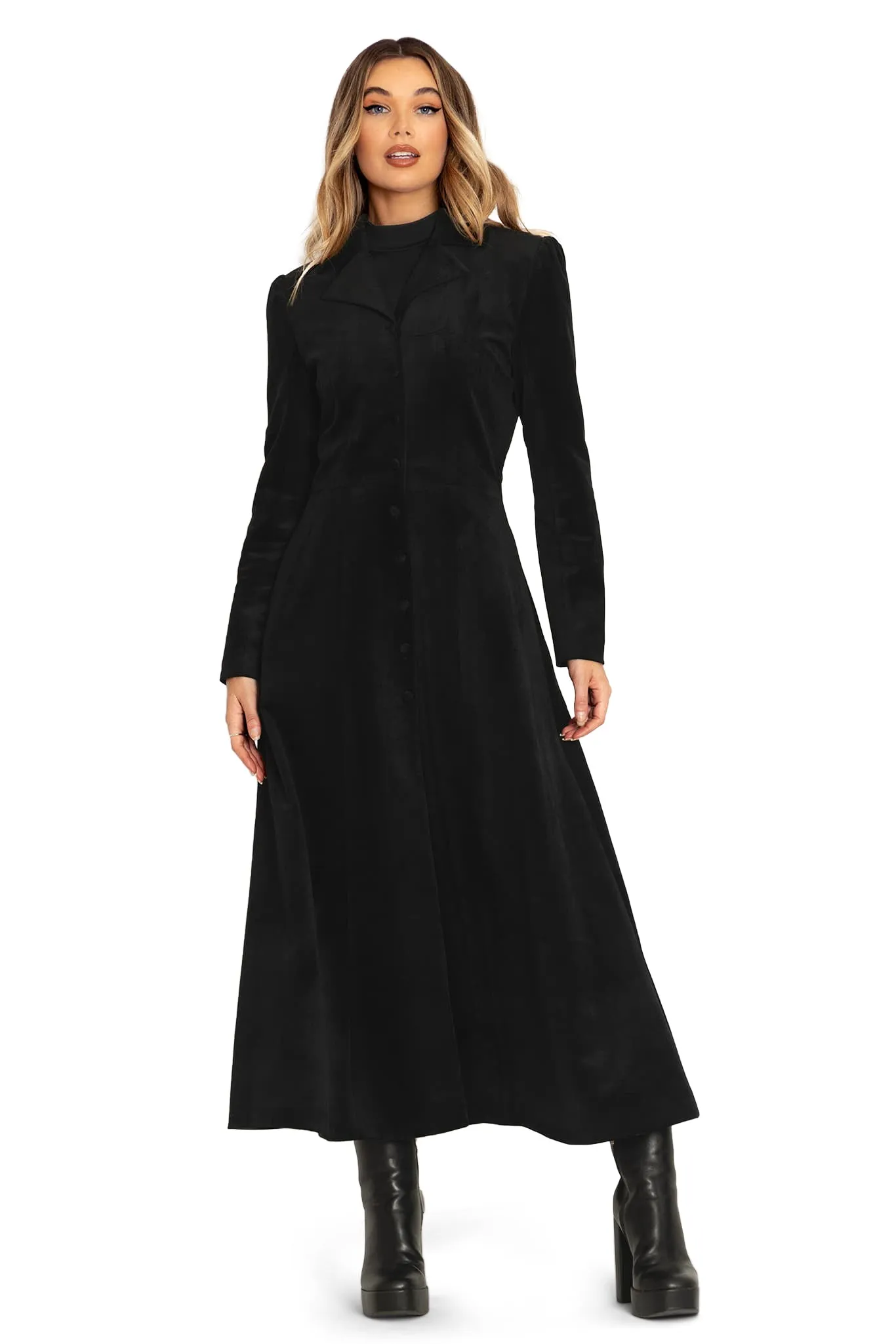 Black Cursed Bats Velvet Trench Coat