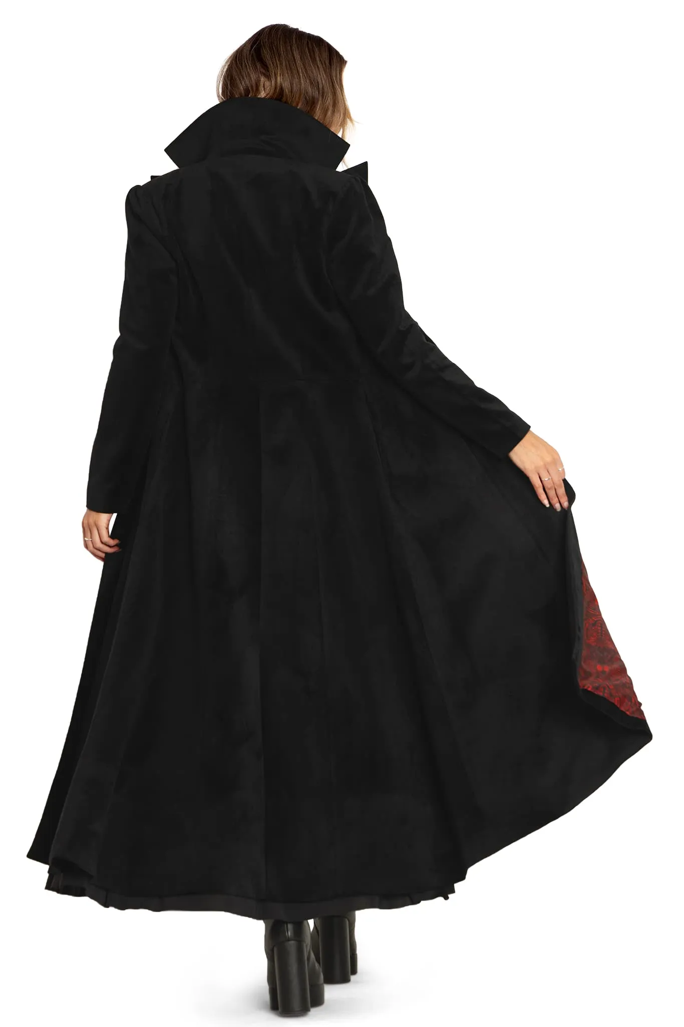 Black Cursed Bats Velvet Trench Coat