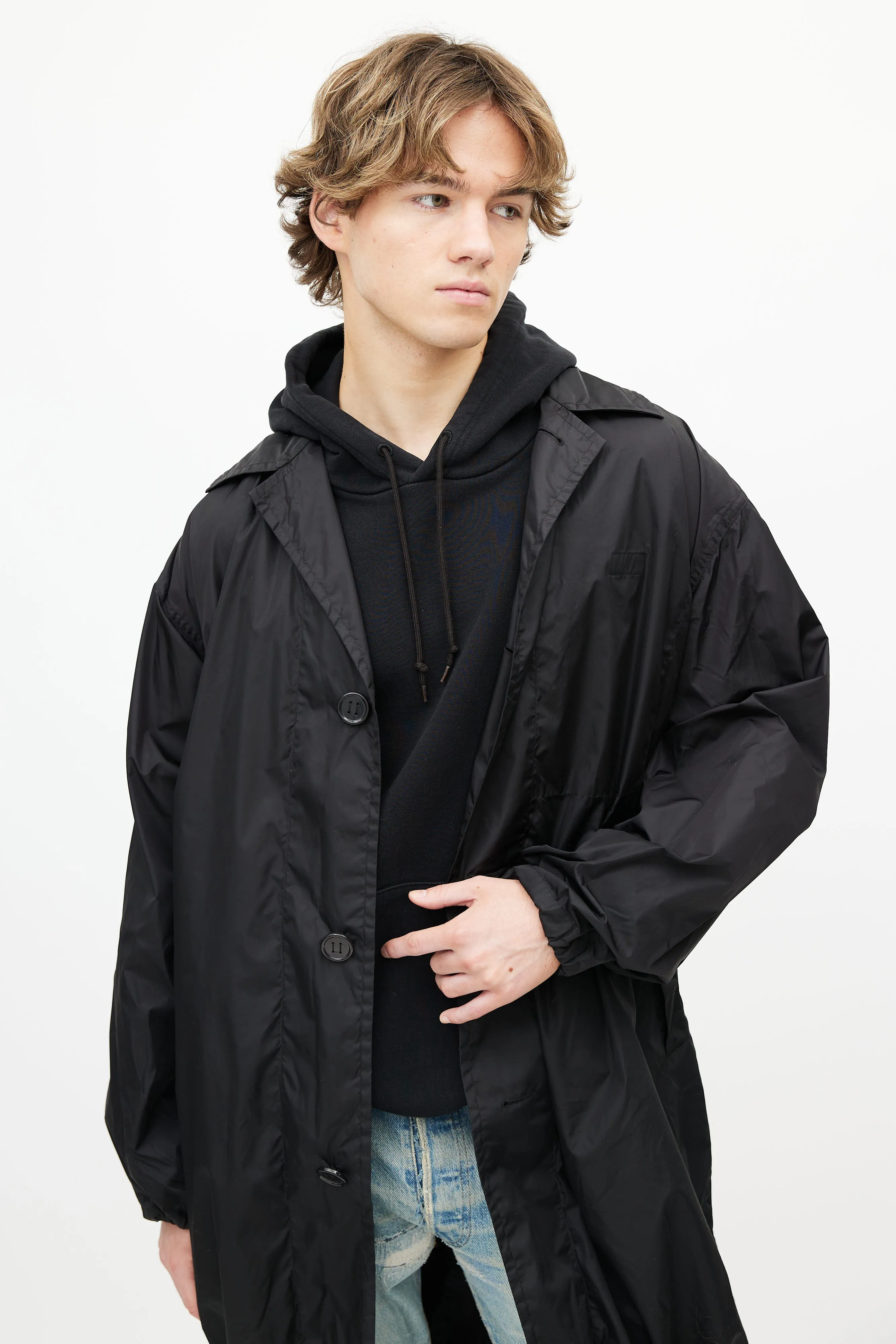 Black Nylon Lightweight Coat