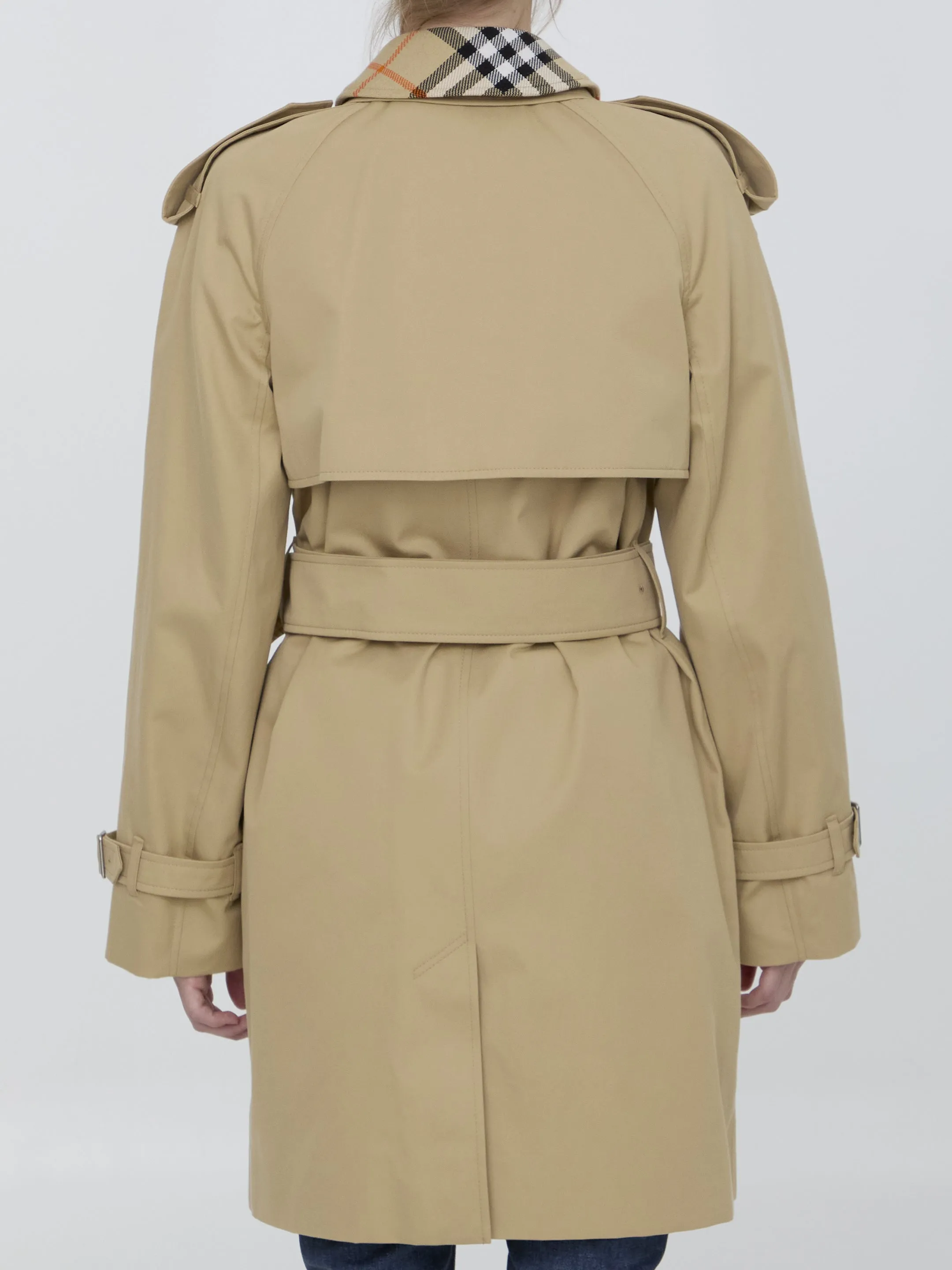 Burberry Short Detachable Collar Gabardine Trench Coat