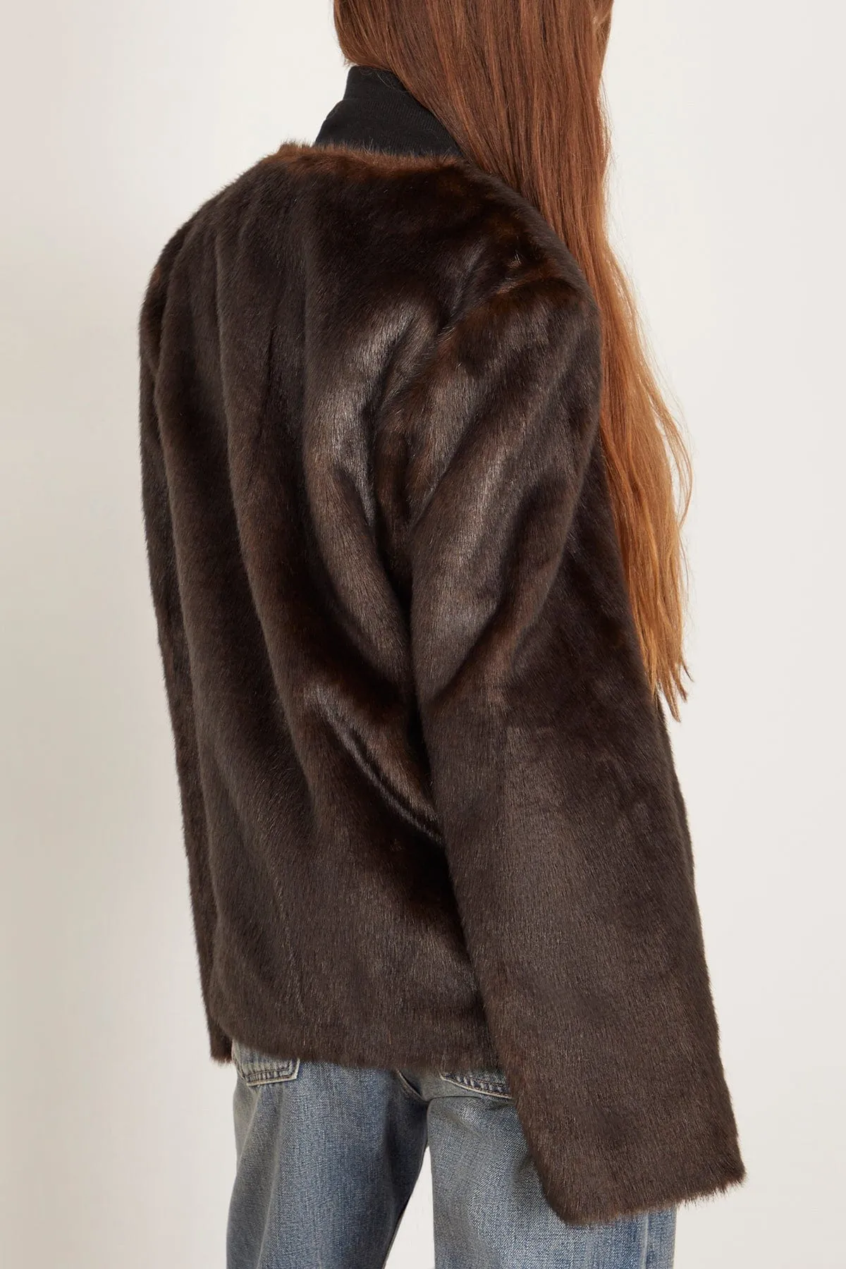 Calista Faux Fur Short Coat in Grizzly