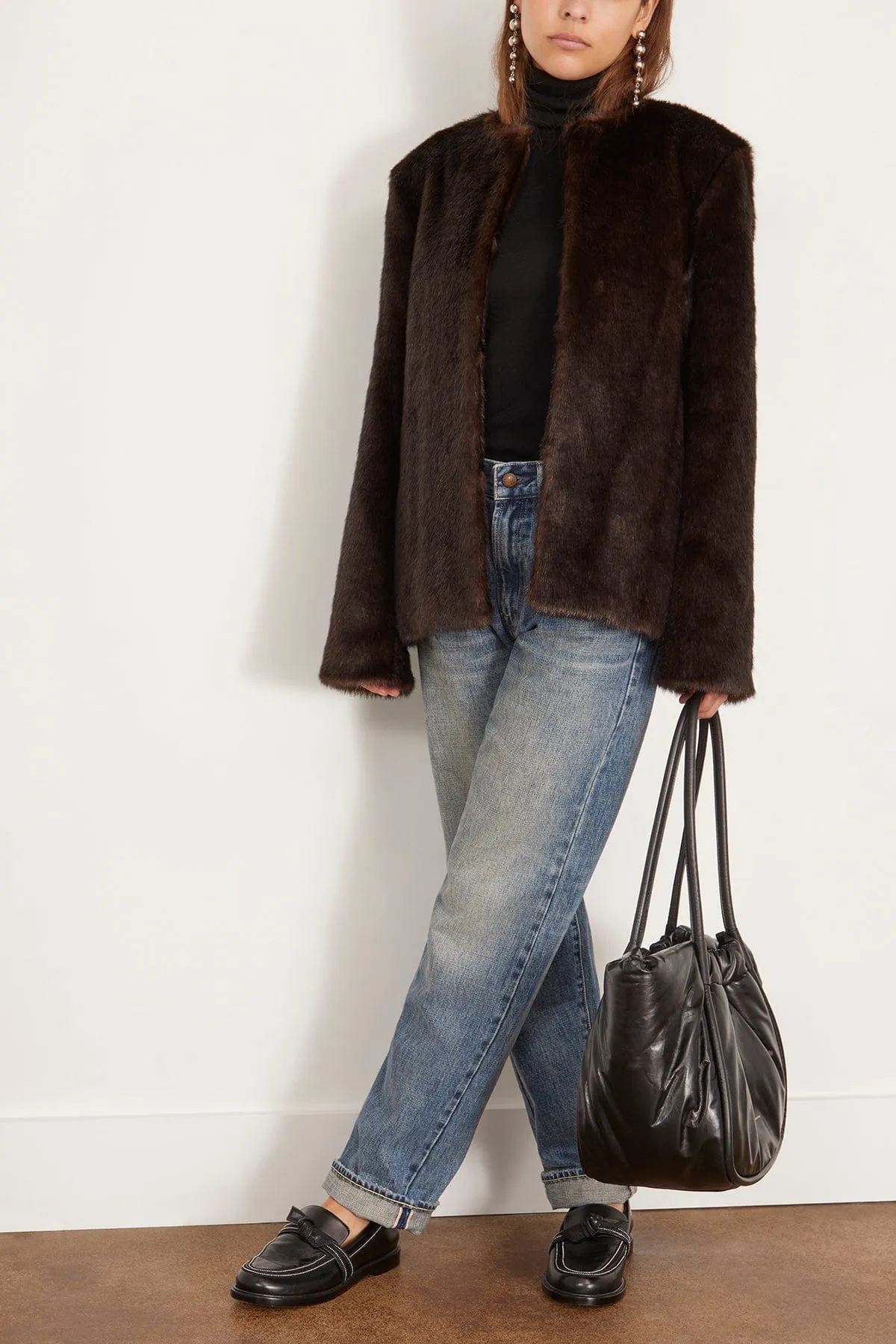 Calista Faux Fur Short Coat in Grizzly