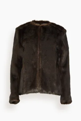 Calista Faux Fur Short Coat in Grizzly