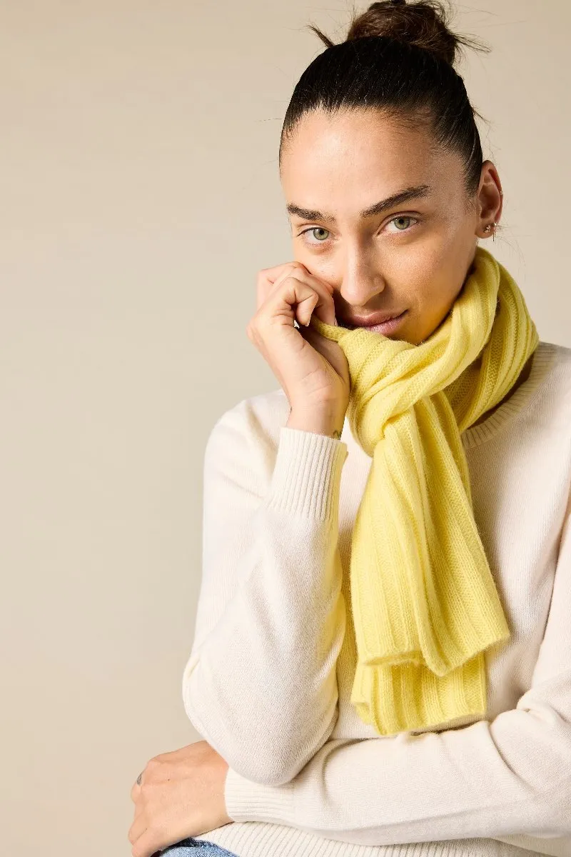 Cashmere Alex Rib Scarf in Limoncello