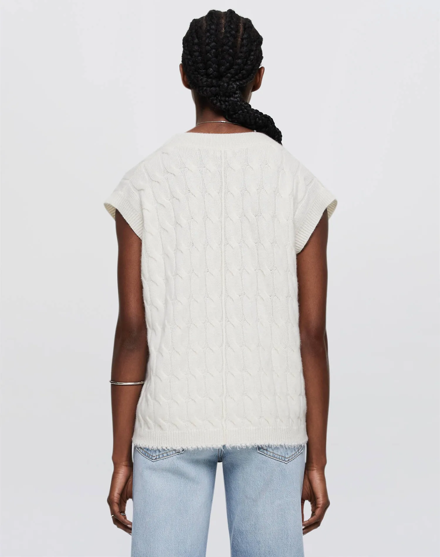 Cashmere Cable Vest - Ivory