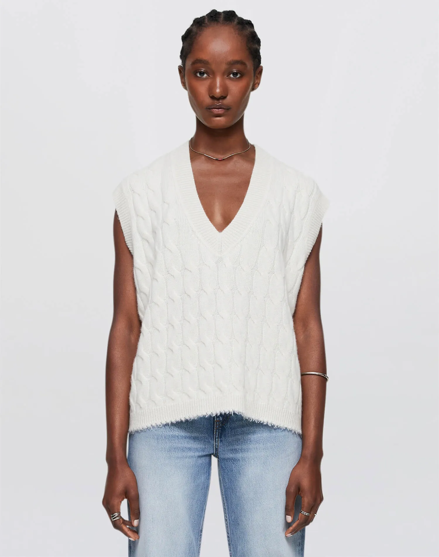 Cashmere Cable Vest - Ivory