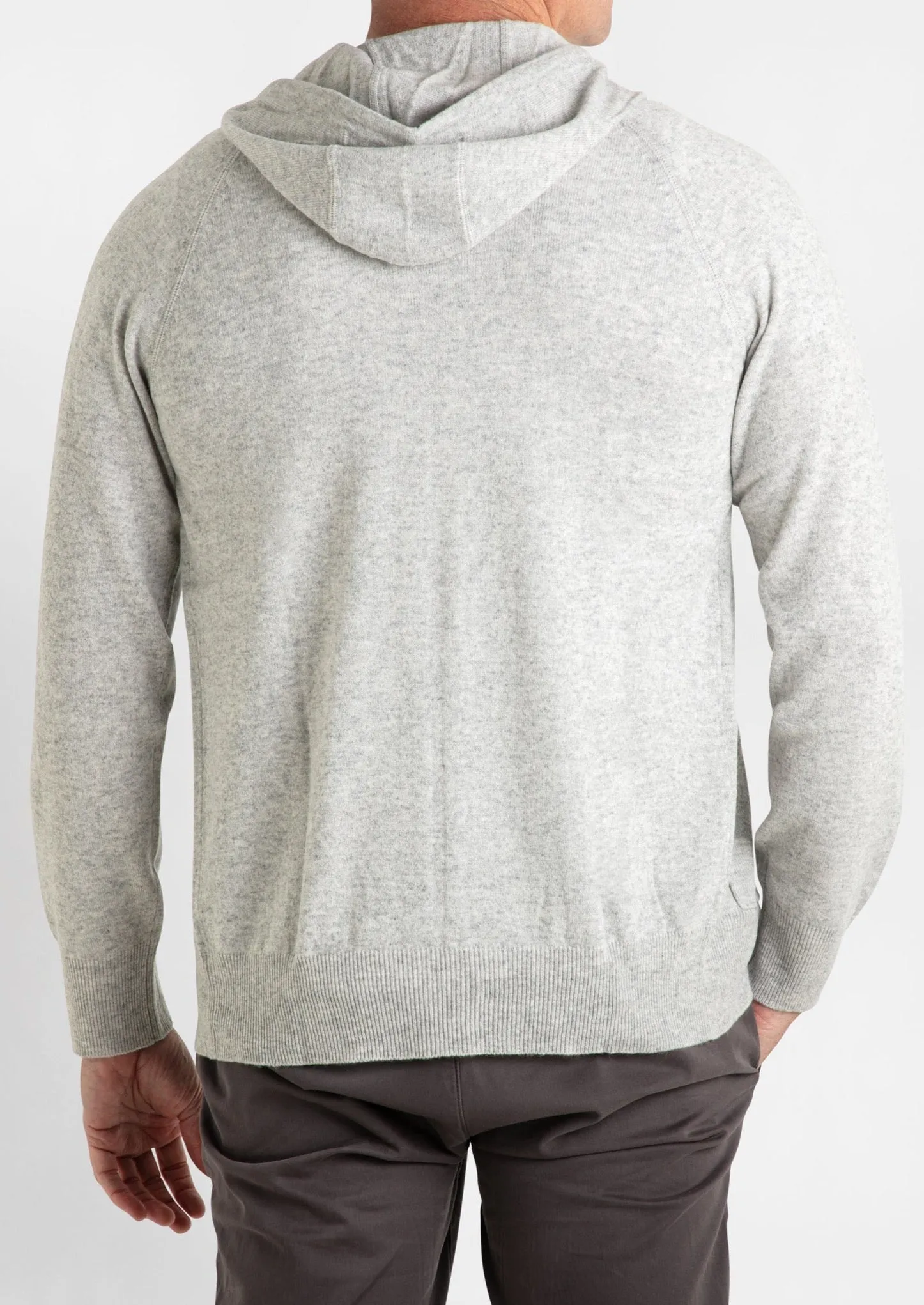 Cashmere Mens Hoody in Pale Marle Grey