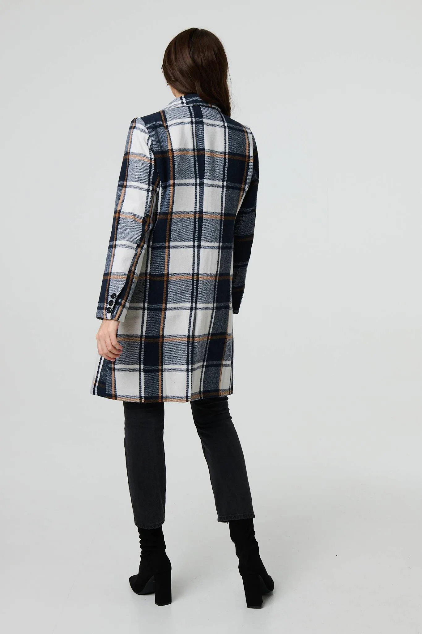 Checked Double Breasted Trench Coat