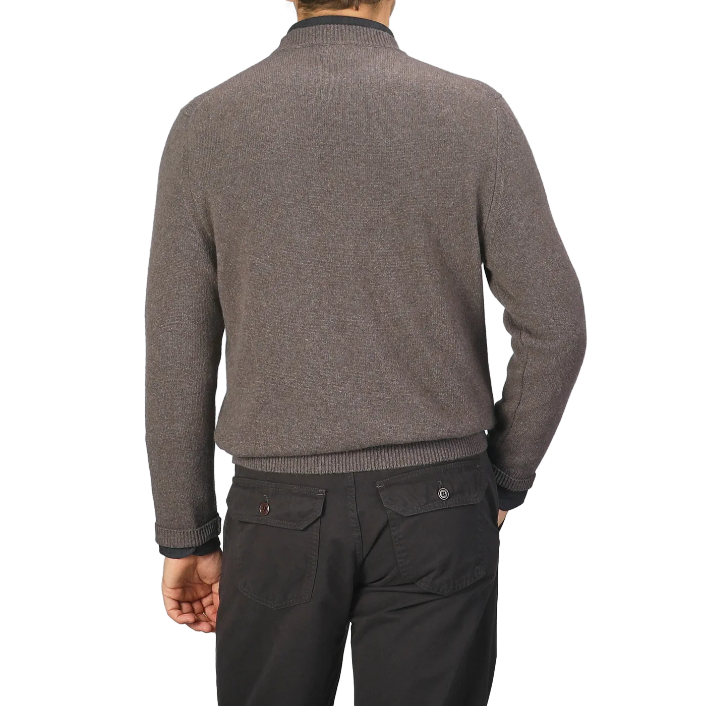 Corteccia Brown Cashmere Crewneck Sweater