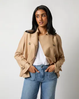 Cropped Trench Coat in Beige