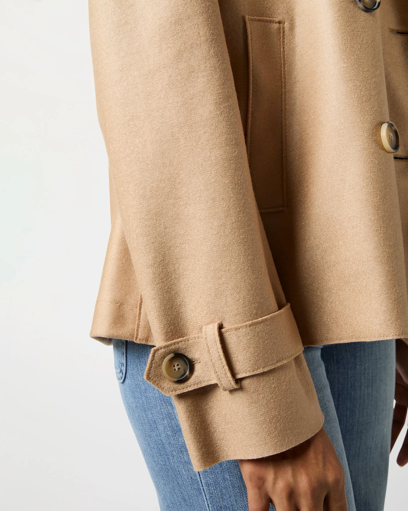 Cropped Trench Coat in Beige