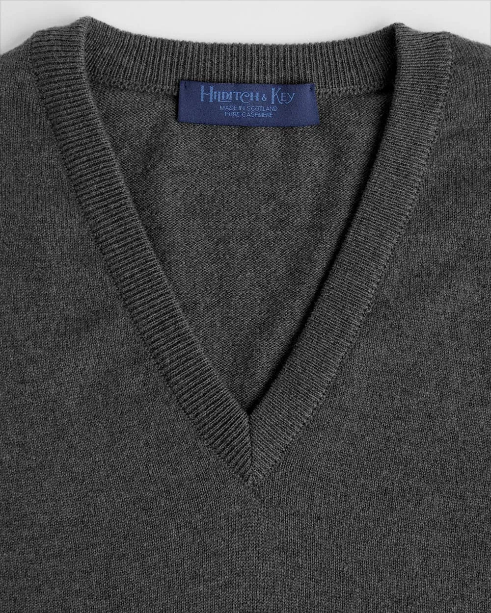 Derby Grey V-Neck Cashmere Slipover