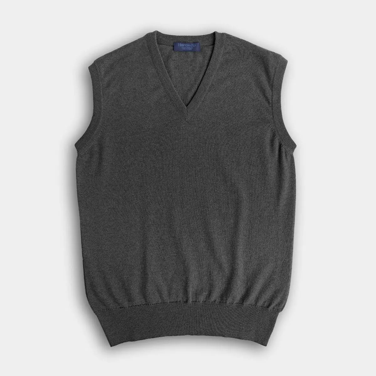 Derby Grey V-Neck Cashmere Slipover