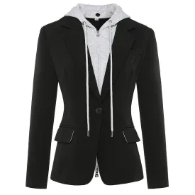 Detachable Hooded Blazer For Women