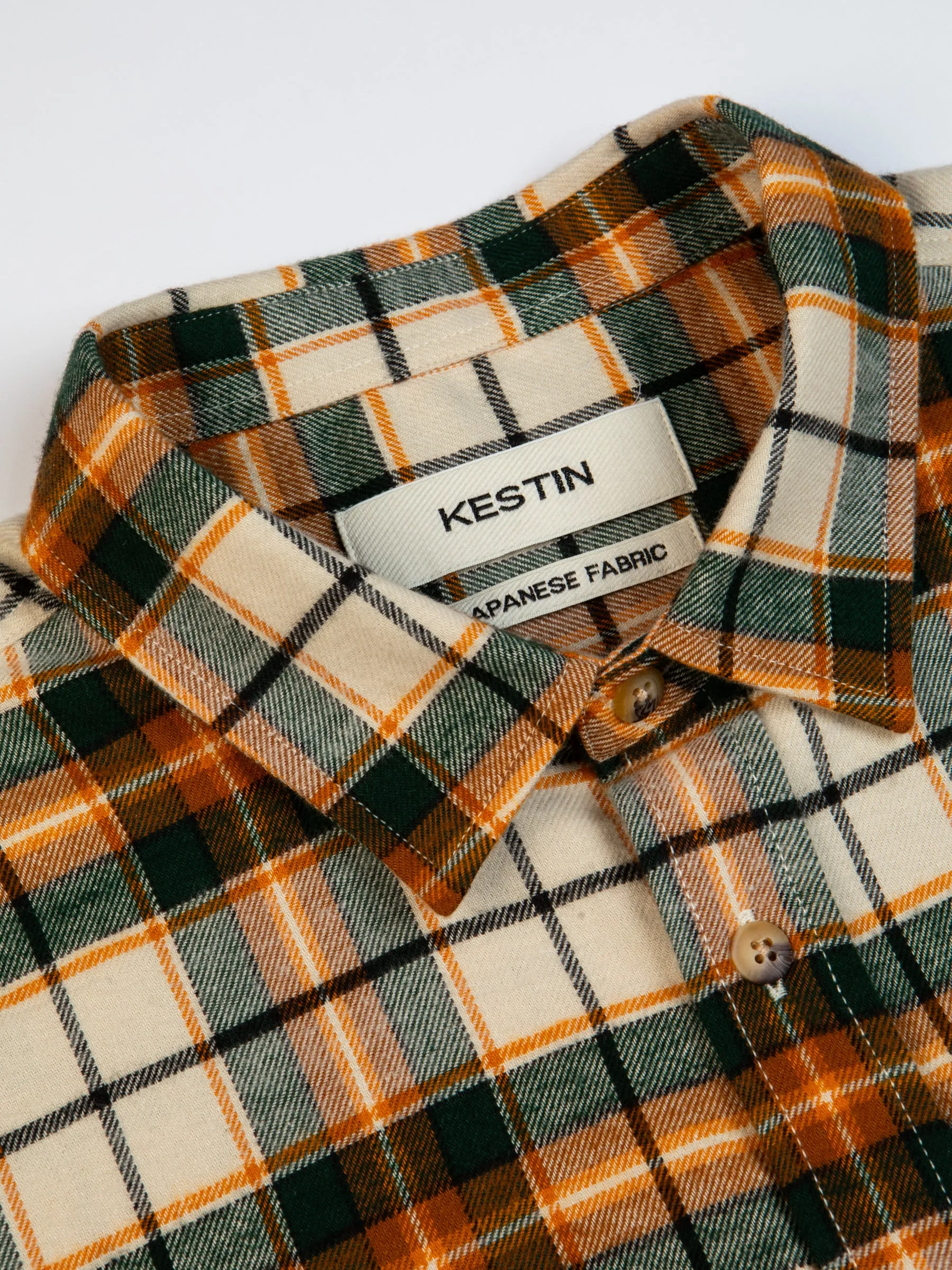 Dirleton Shirt In Ecru / Saffron Check Japanese Brushed Plaid