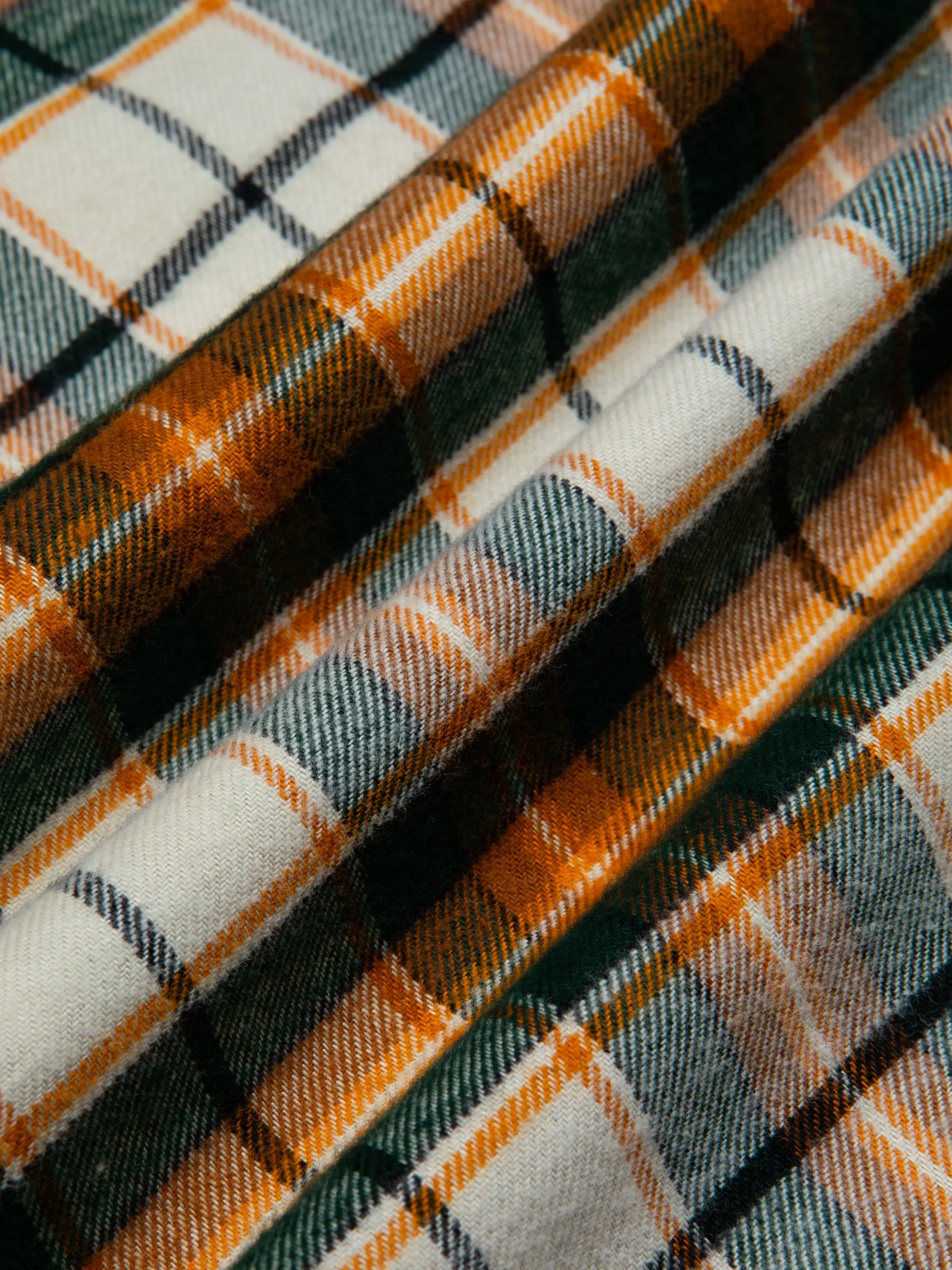 Dirleton Shirt In Ecru / Saffron Check Japanese Brushed Plaid