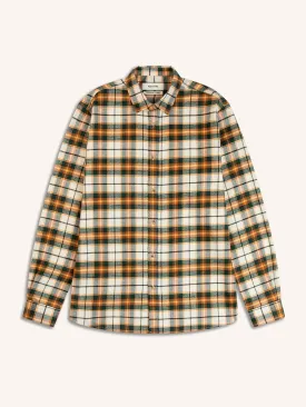 Dirleton Shirt In Ecru / Saffron Check Japanese Brushed Plaid