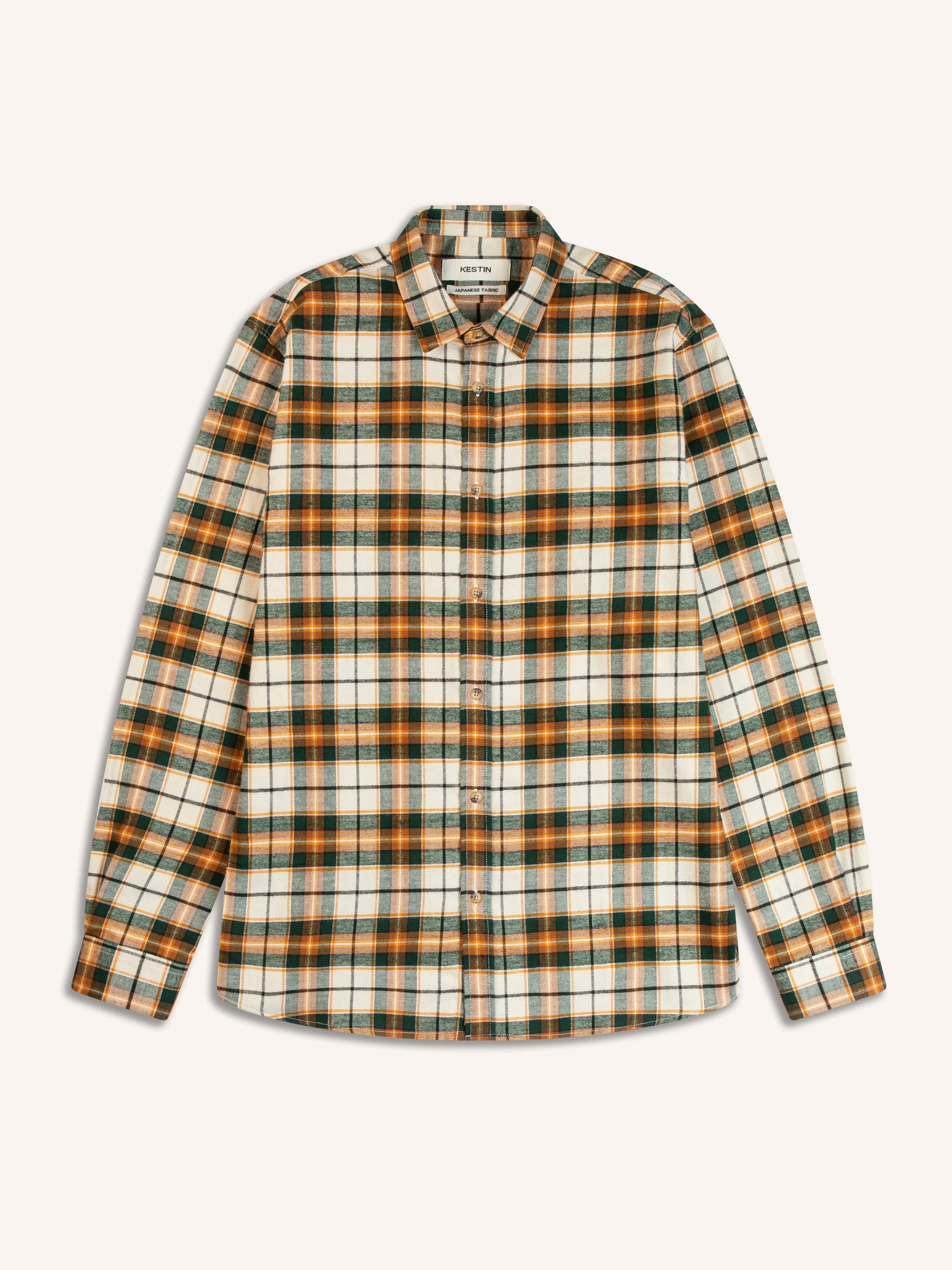 Dirleton Shirt In Ecru / Saffron Check Japanese Brushed Plaid