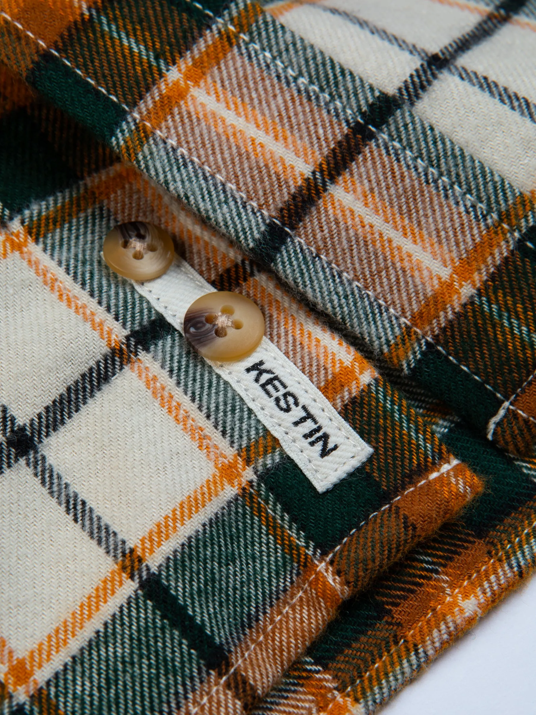 Dirleton Shirt In Ecru / Saffron Check Japanese Brushed Plaid