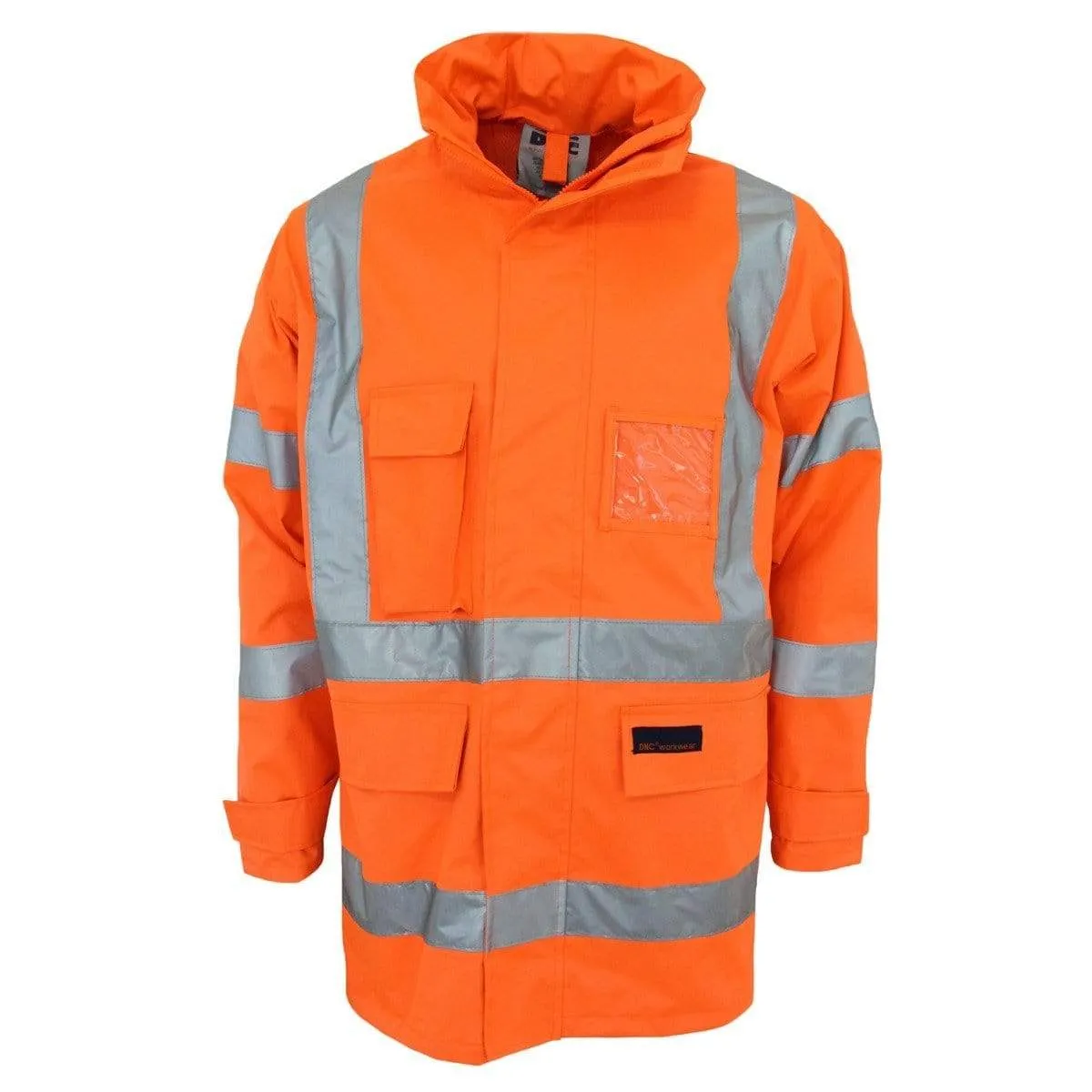 Dnc Workwear Hi-vis "X" Back Rain Jacket Bio-motion Tape - 3996