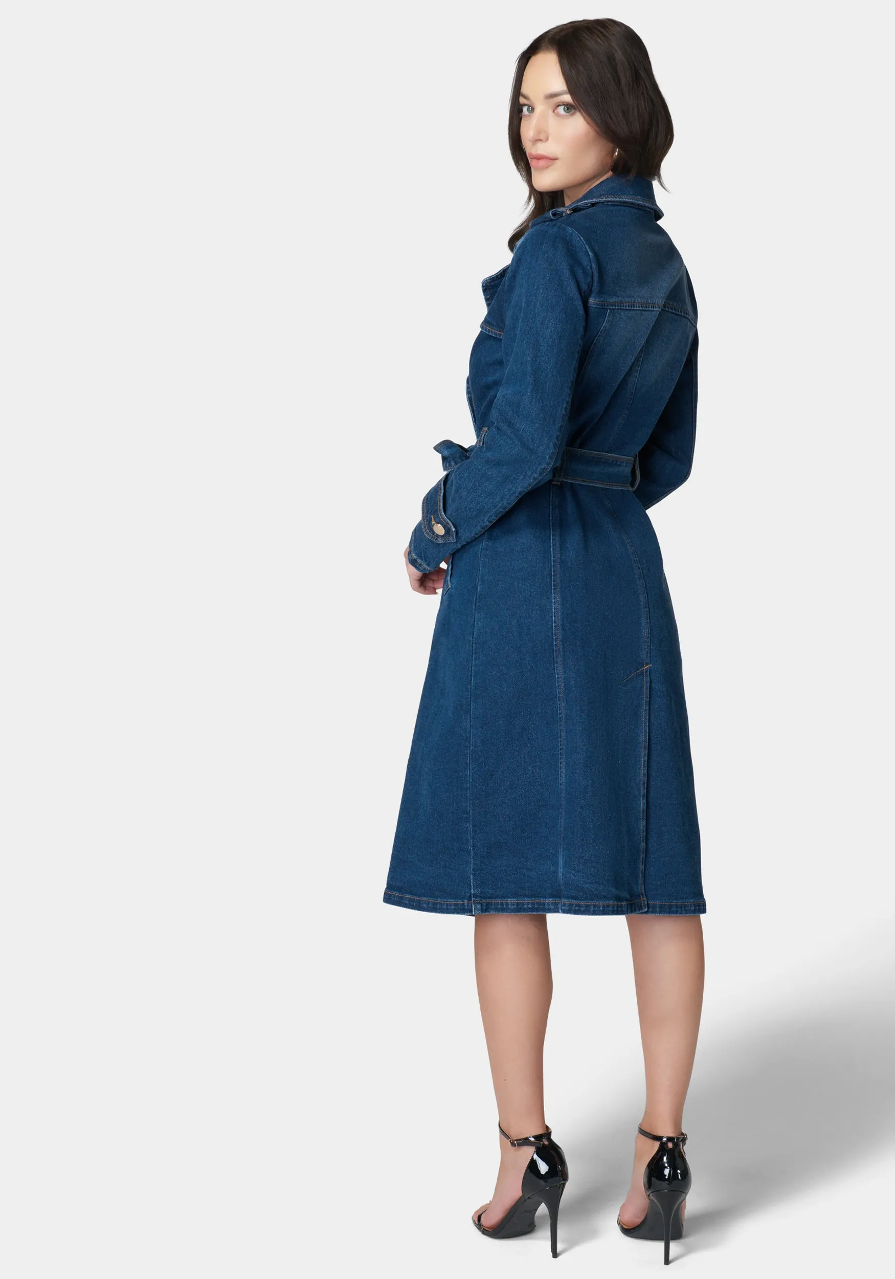 Double Breasted Denim Trench Coat