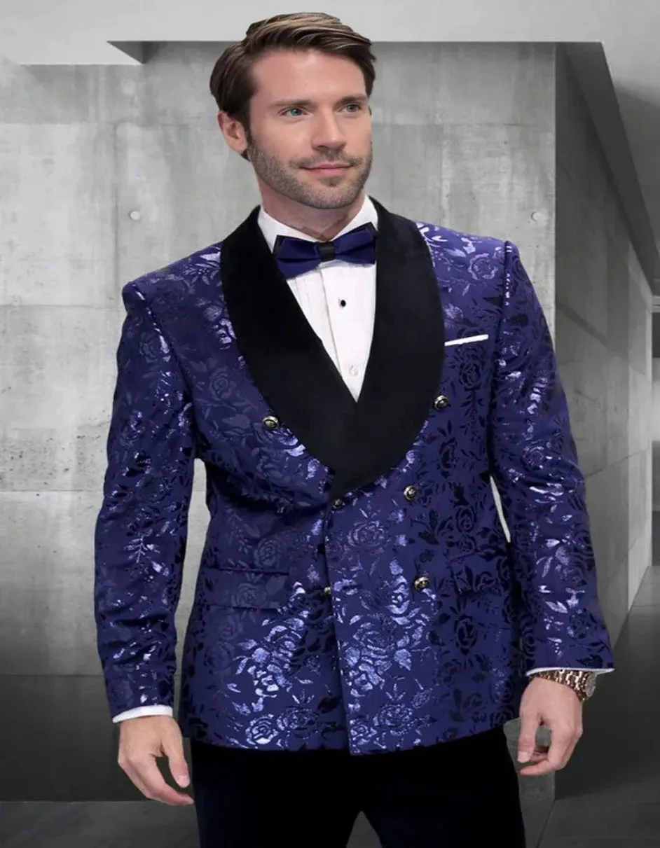 Double Breasted Tuxedo Jacket - Paisley Double Breasted Dinner Jacket