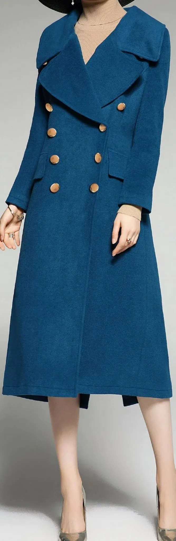 Double Breasted Wool Blended Coat