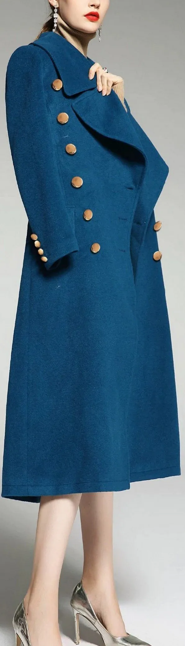 Double Breasted Wool Blended Coat