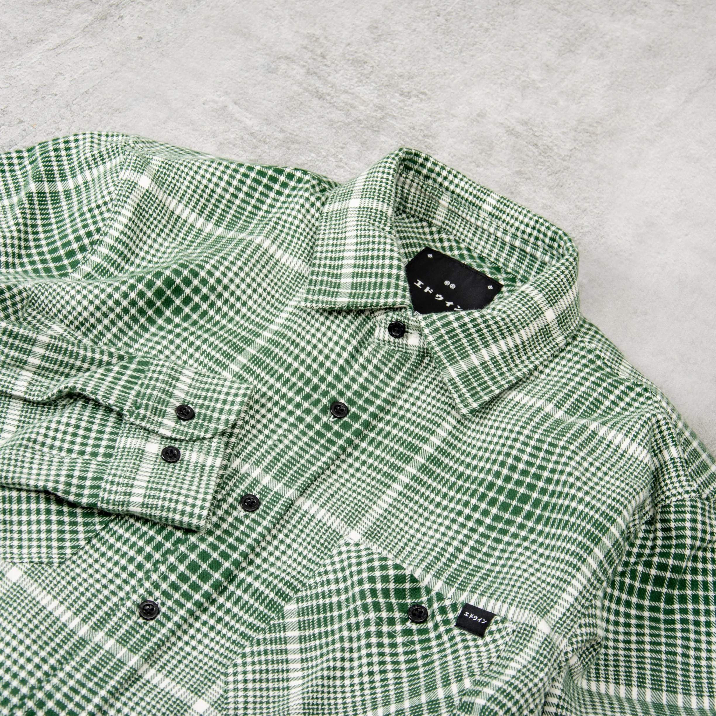 Edwin Millenium Heavy Flannel Shirt - Green / White