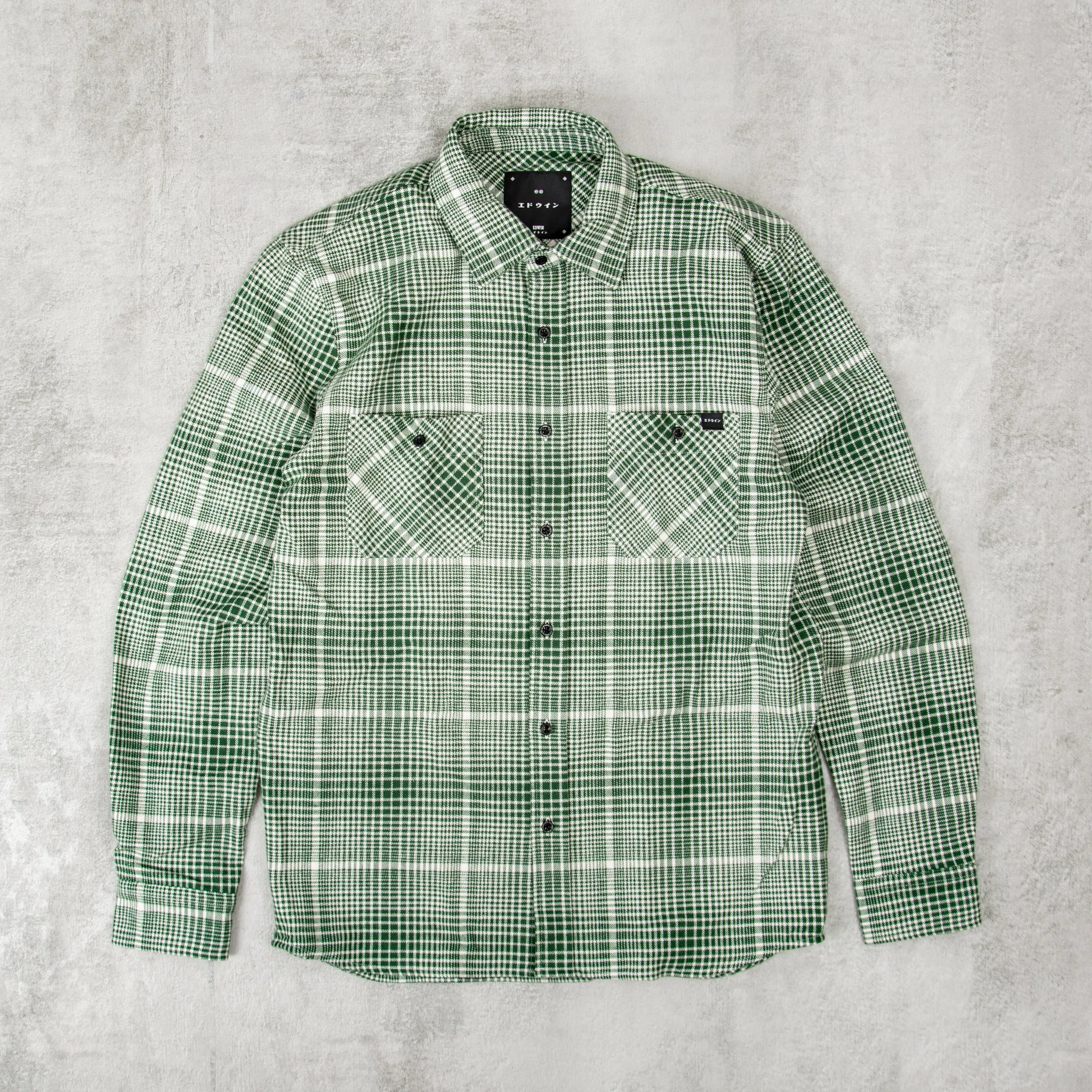 Edwin Millenium Heavy Flannel Shirt - Green / White