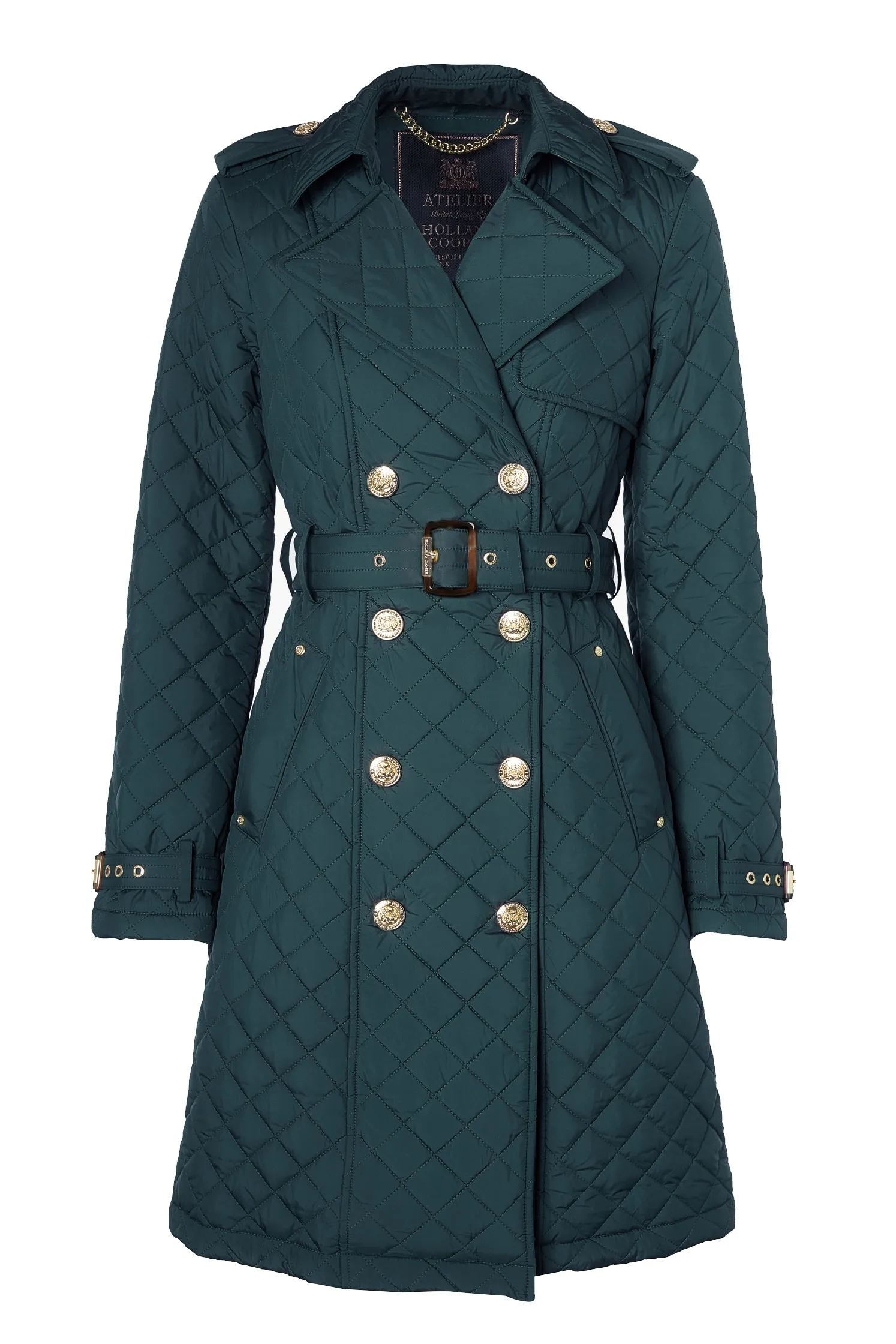 Enstone Quilted Trench Coat (Emerald)