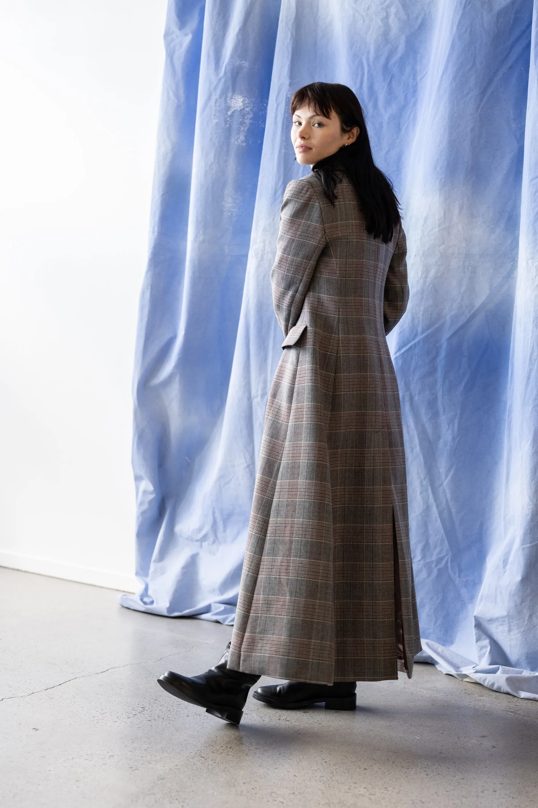 Ferrante Coat - Charcoal & Brick Tartan