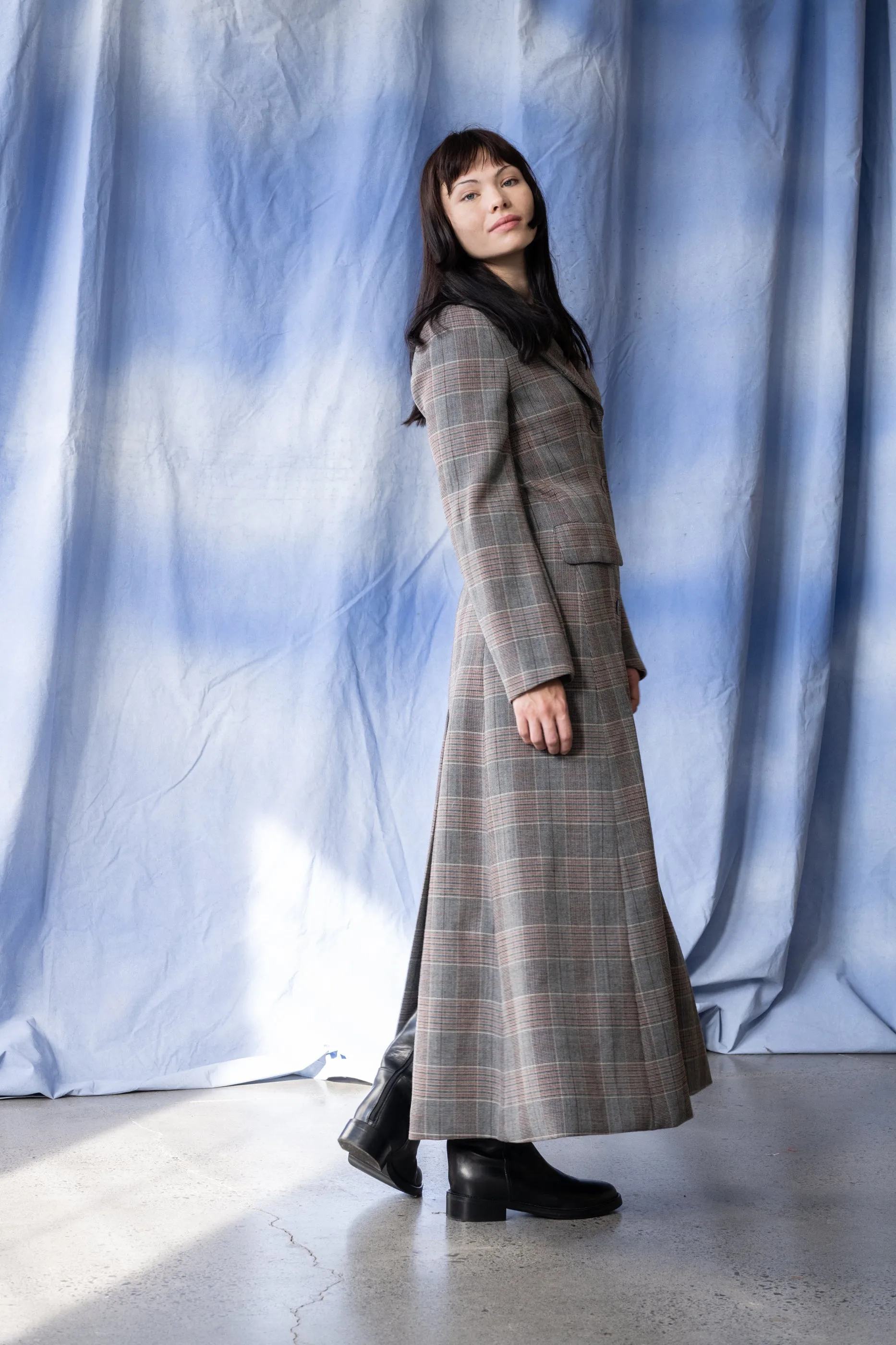 Ferrante Coat - Charcoal & Brick Tartan