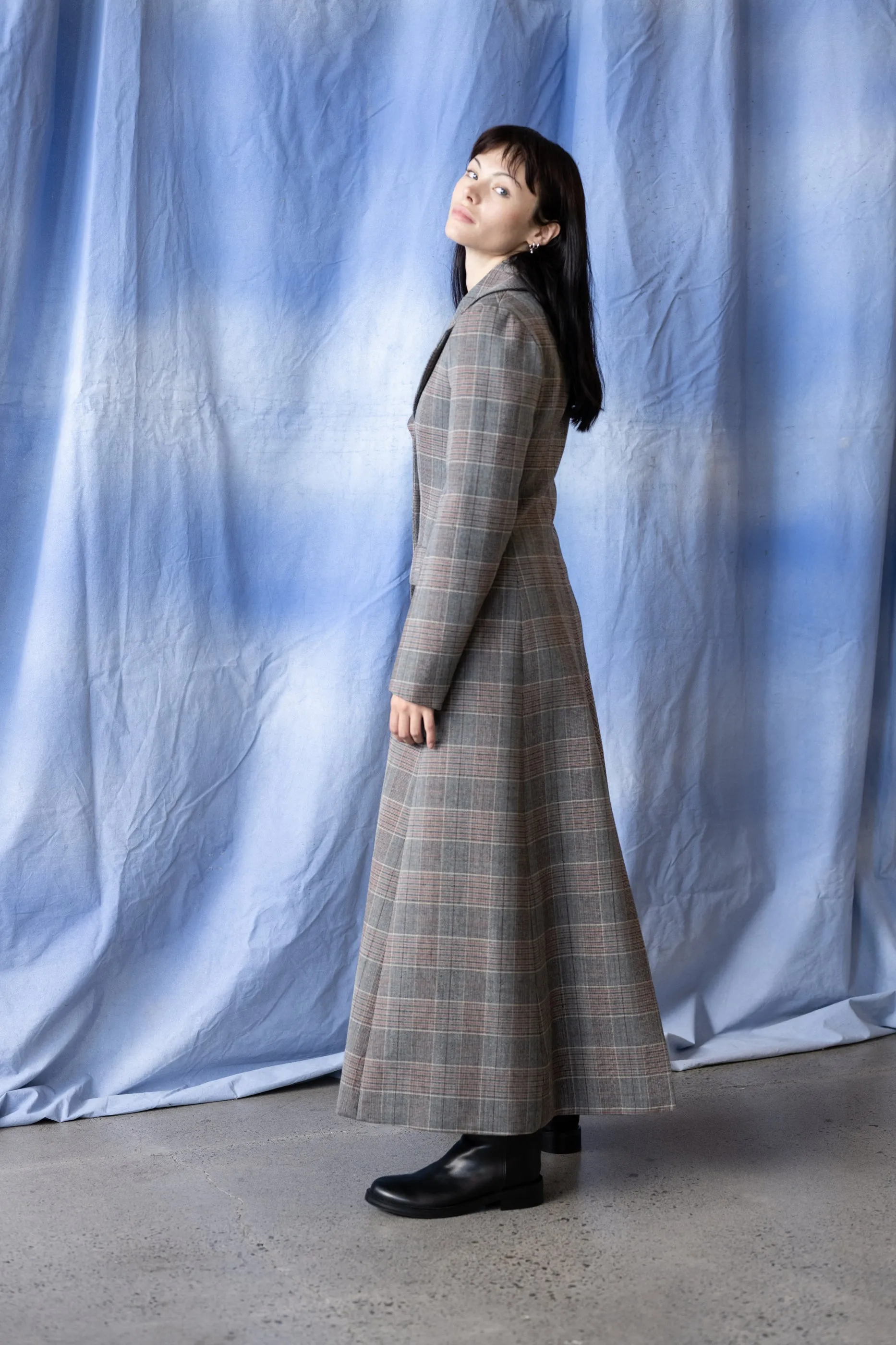 Ferrante Coat - Charcoal & Brick Tartan