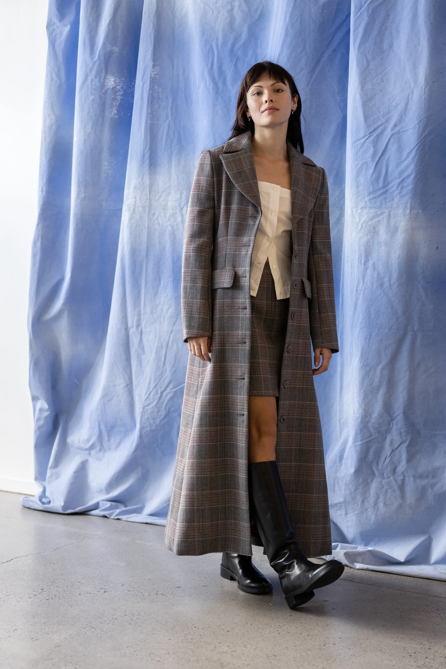 Ferrante Coat - Charcoal & Brick Tartan