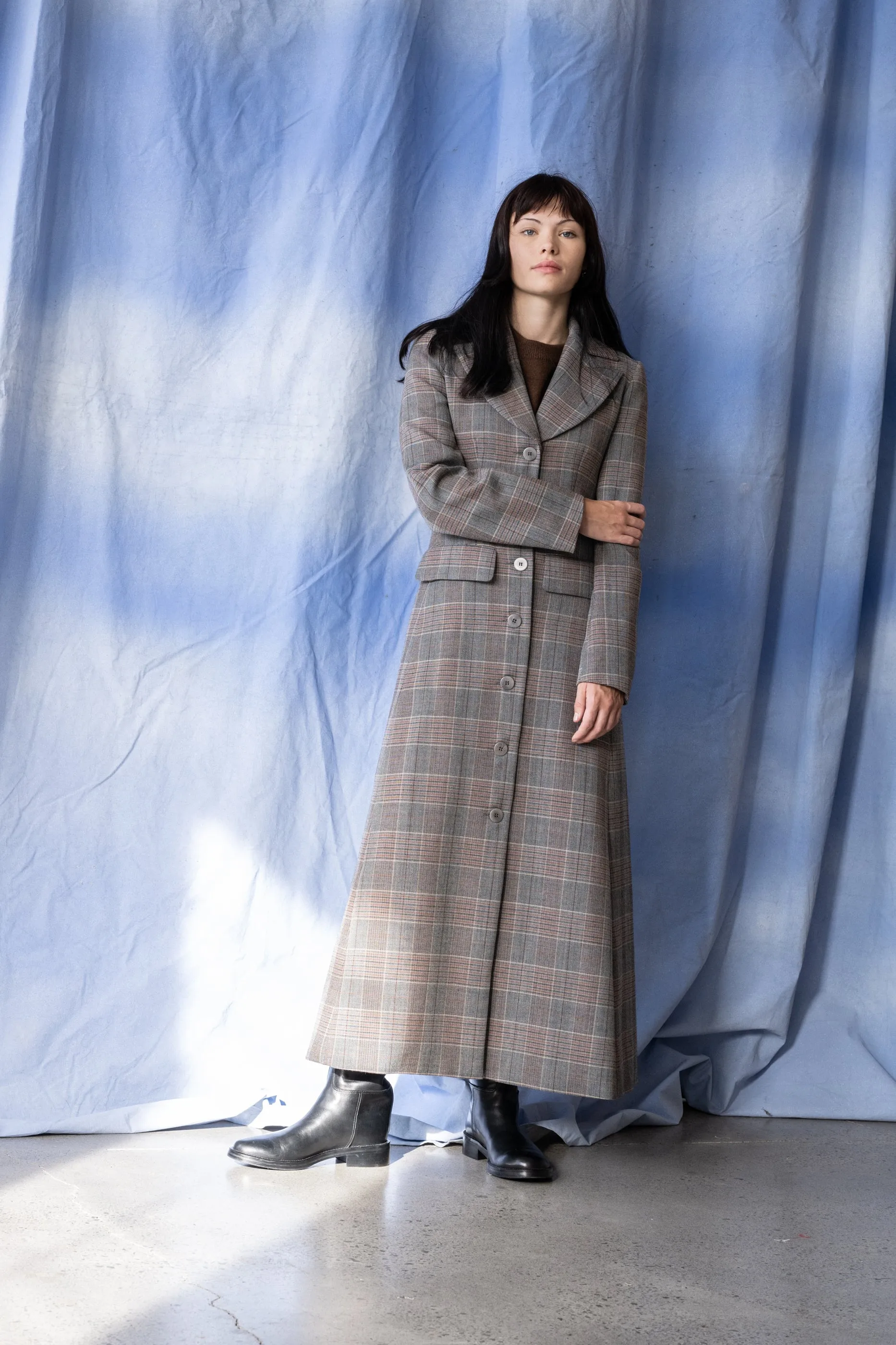 Ferrante Coat - Charcoal & Brick Tartan