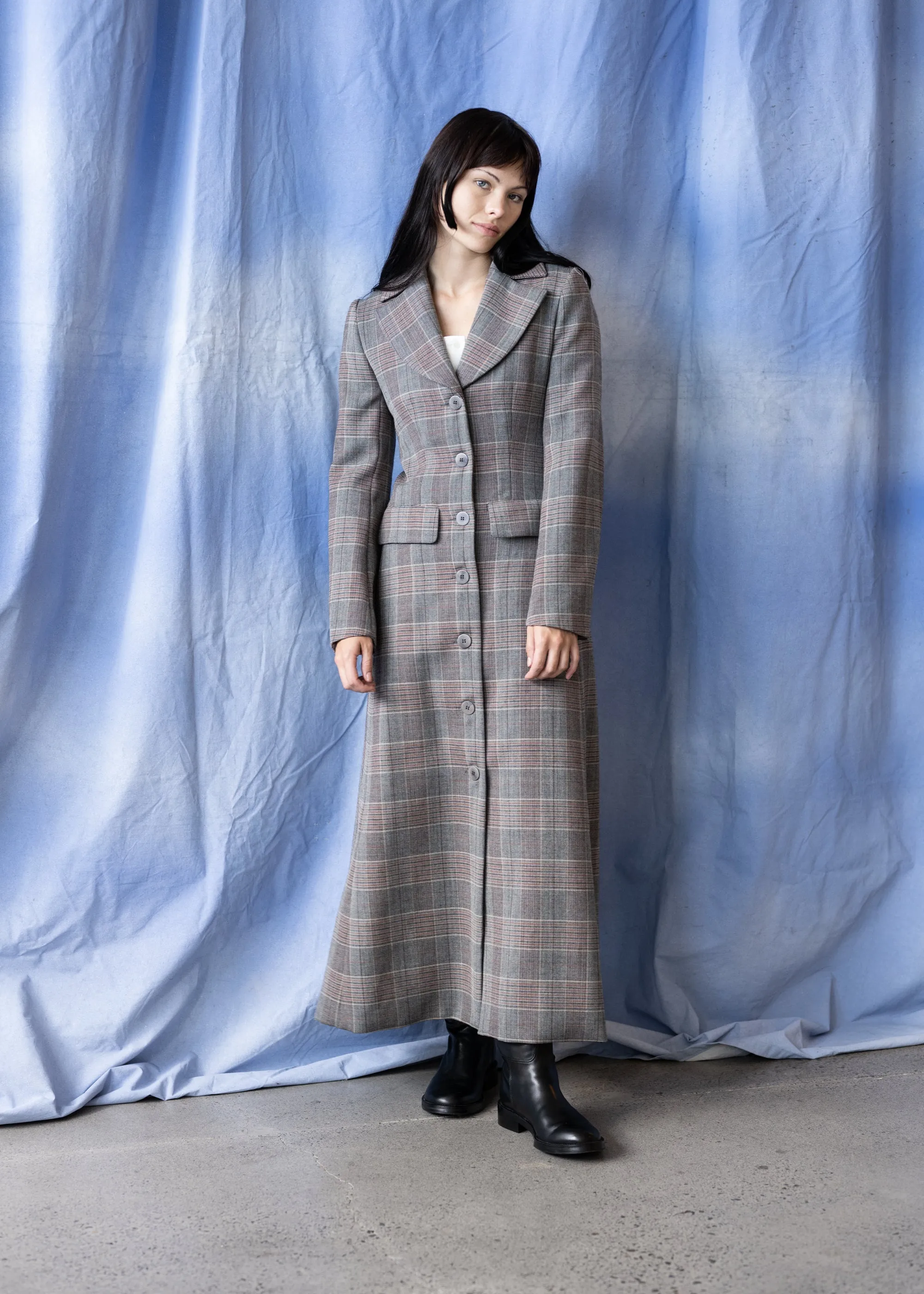 Ferrante Coat - Charcoal & Brick Tartan