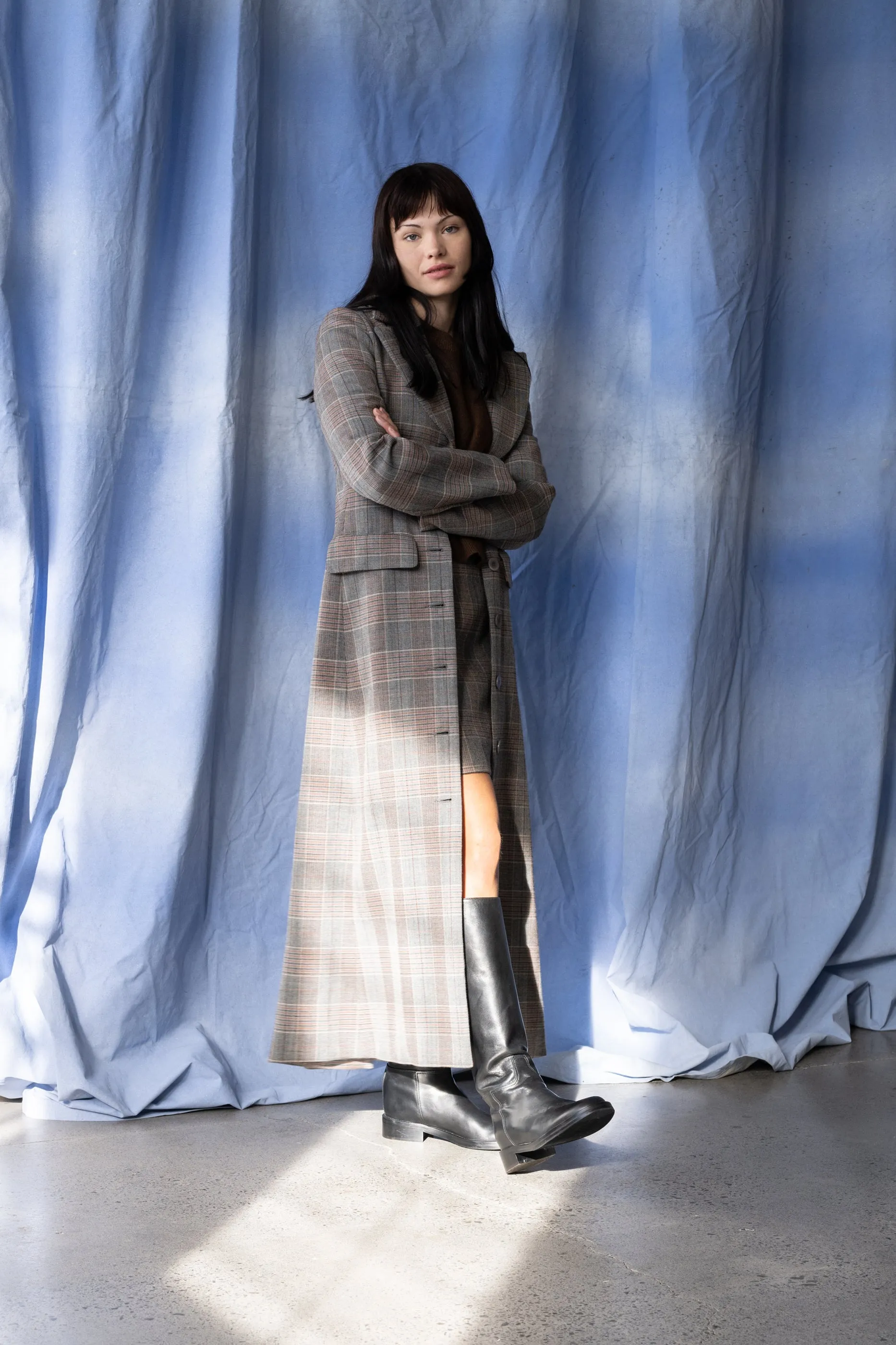 Ferrante Coat - Charcoal & Brick Tartan