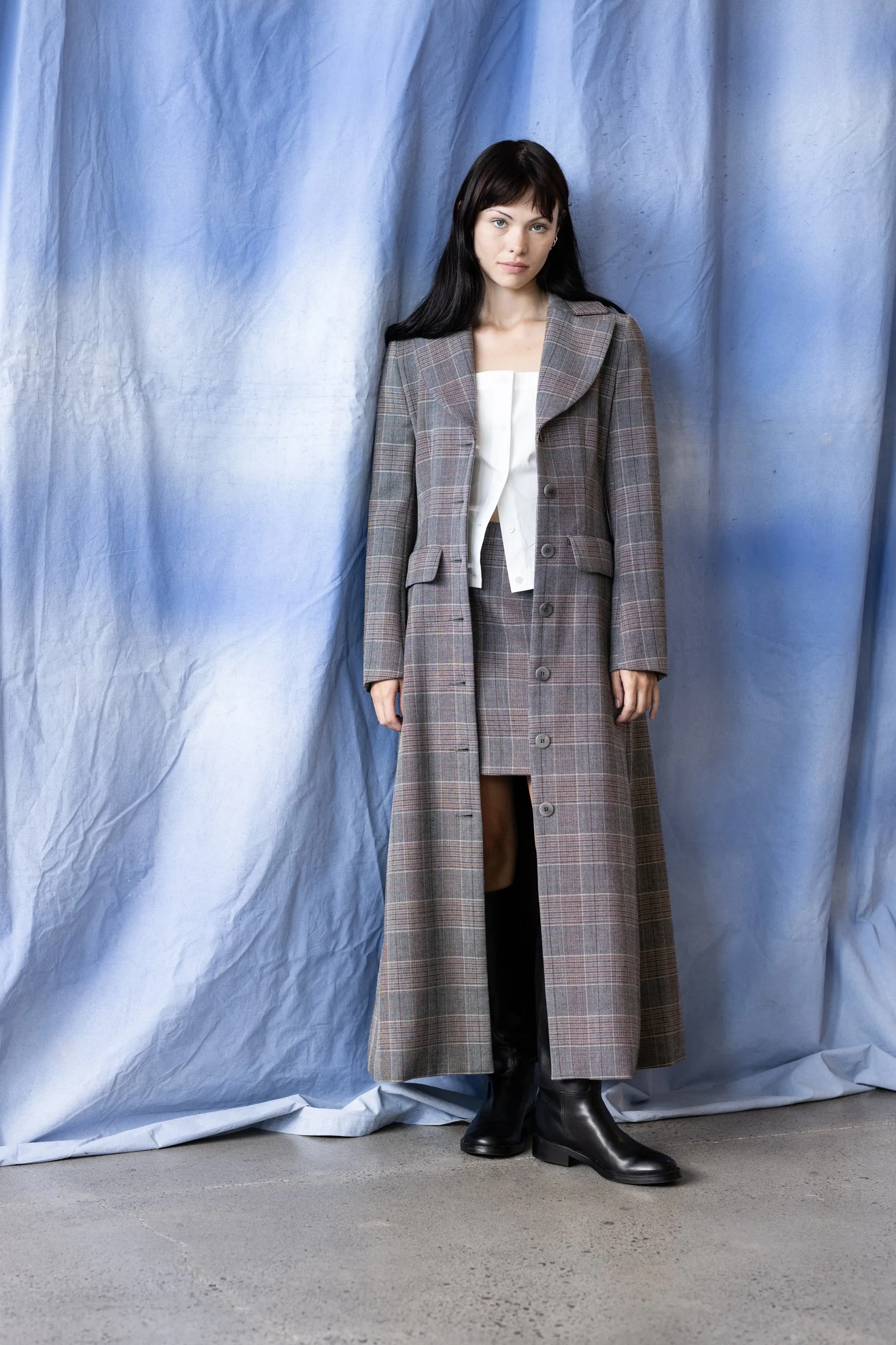 Ferrante Coat - Charcoal & Brick Tartan