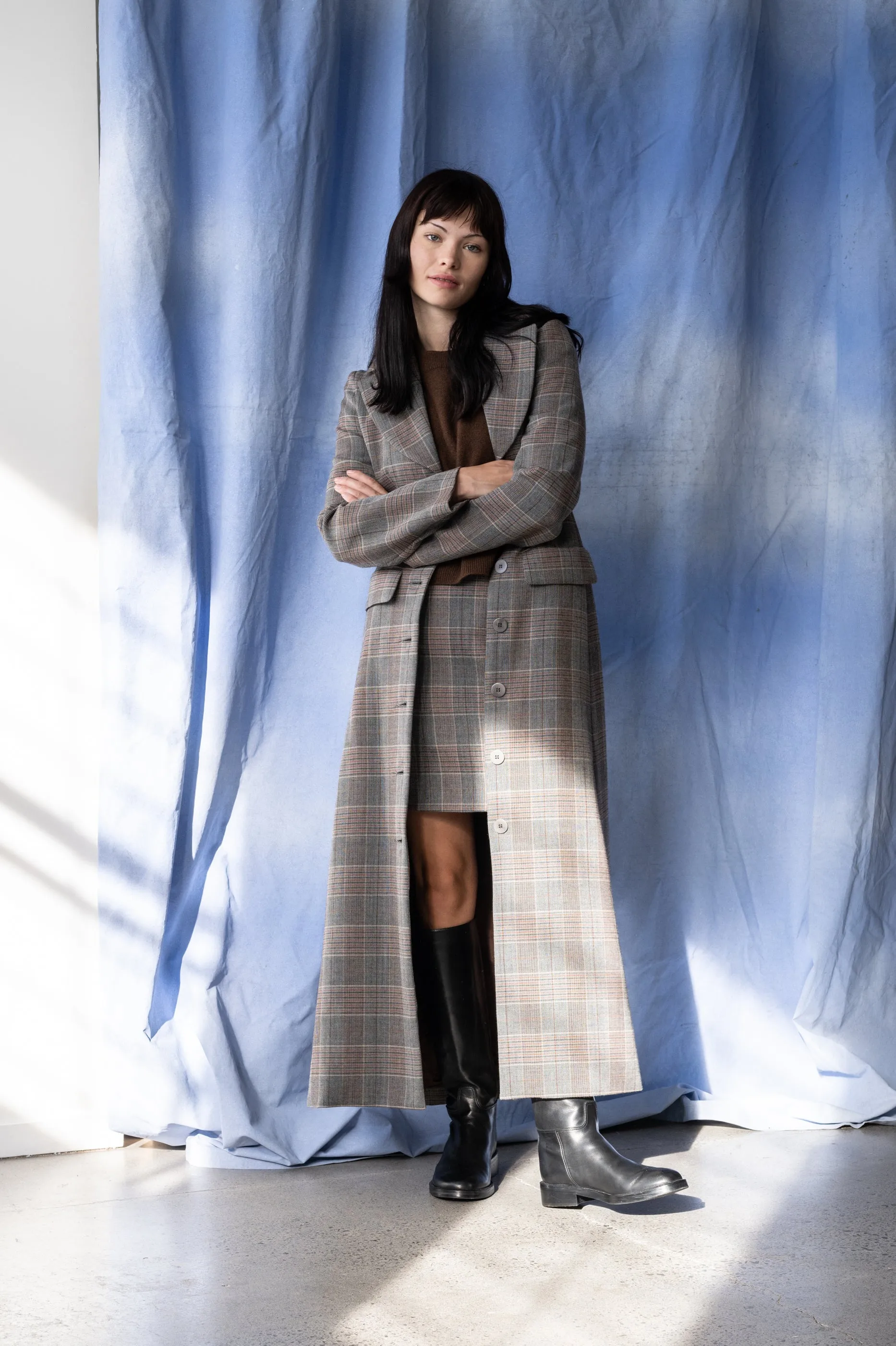 Ferrante Coat - Charcoal & Brick Tartan