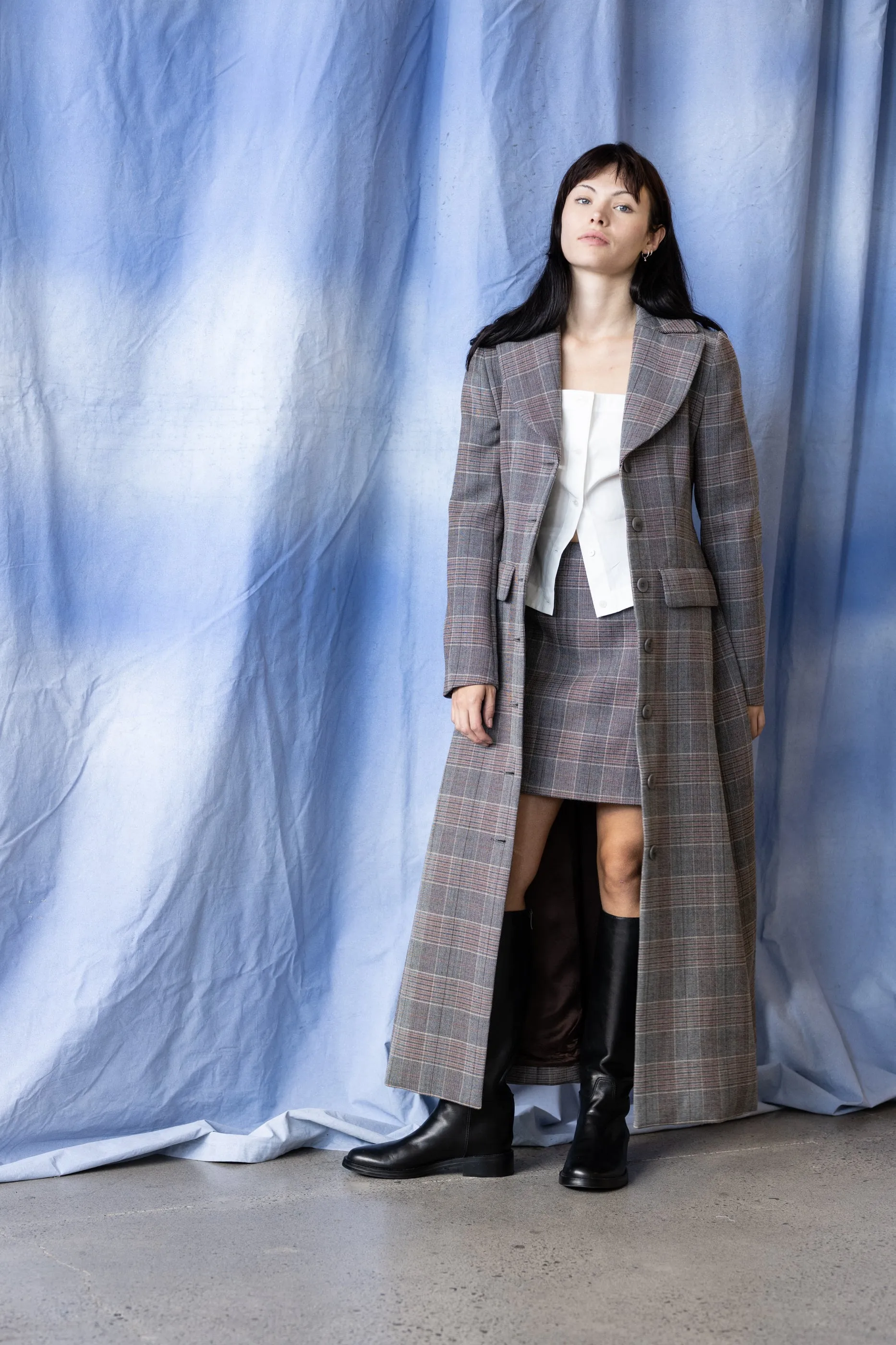 Ferrante Coat - Charcoal & Brick Tartan