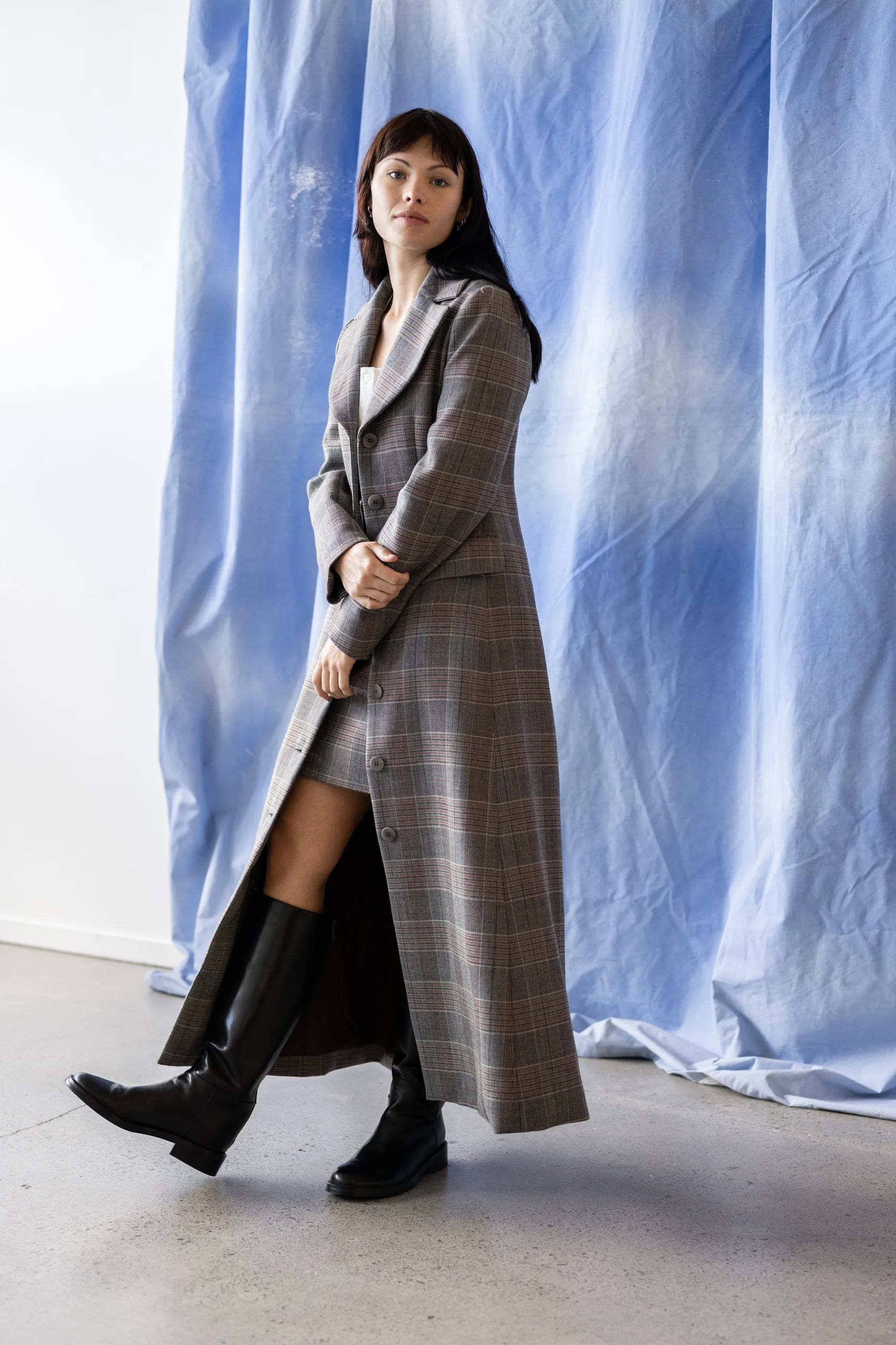 Ferrante Coat - Charcoal & Brick Tartan