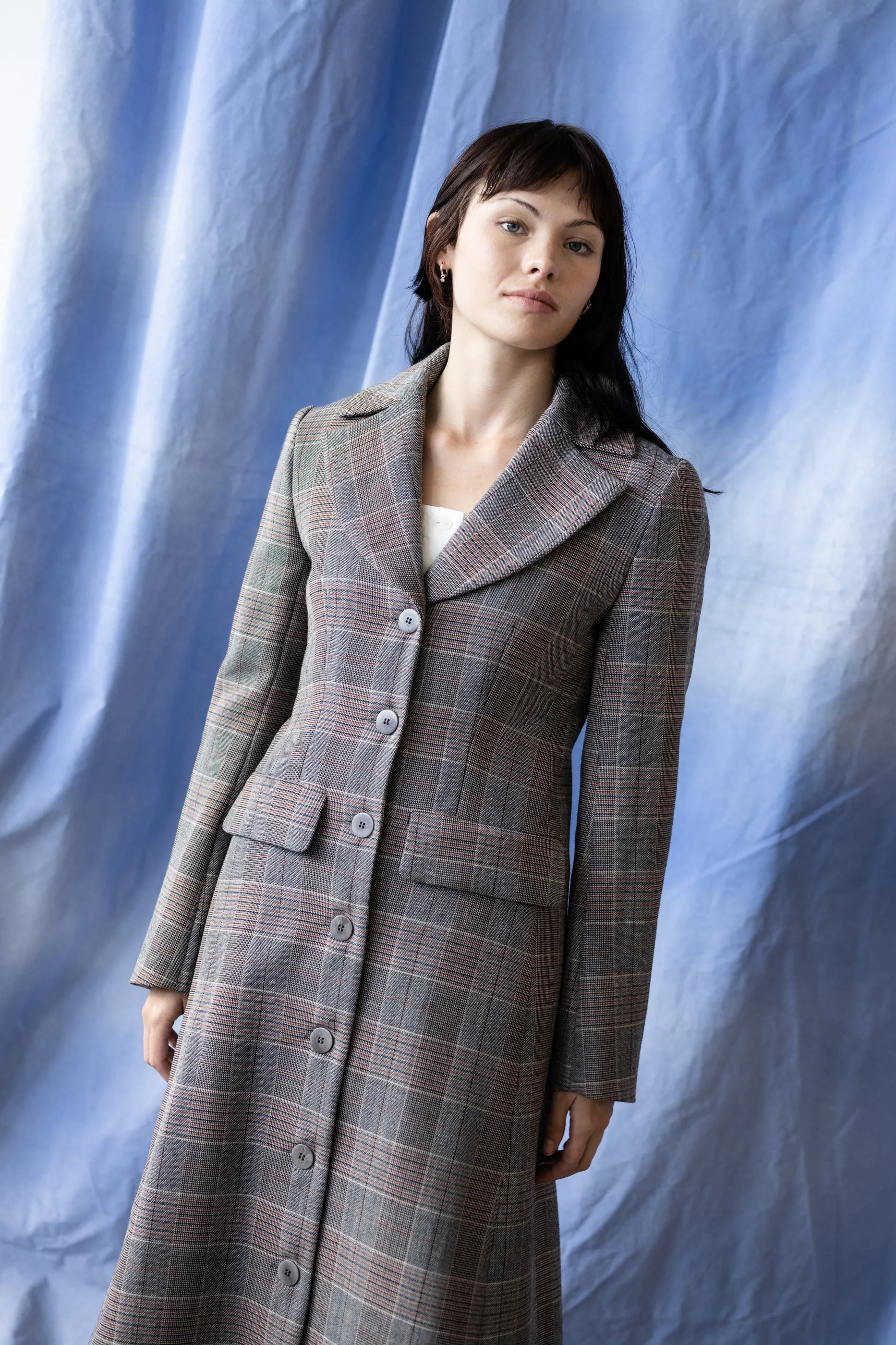 Ferrante Coat - Charcoal & Brick Tartan